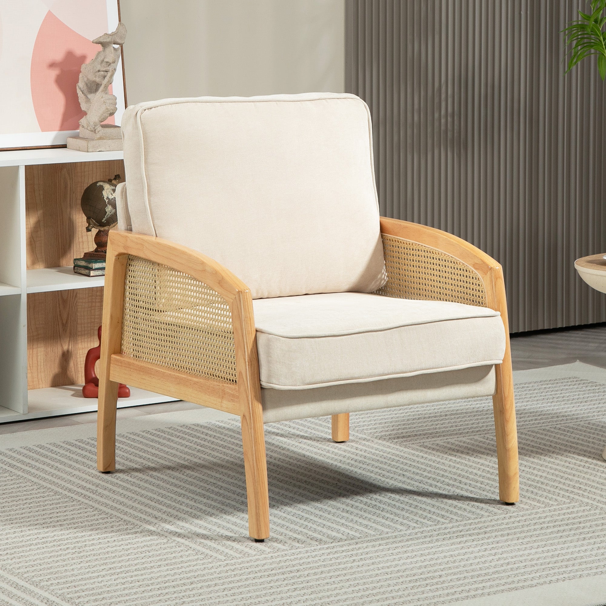 Poltrona de Sala de Estar Moderna Bege 67x75x88 cm