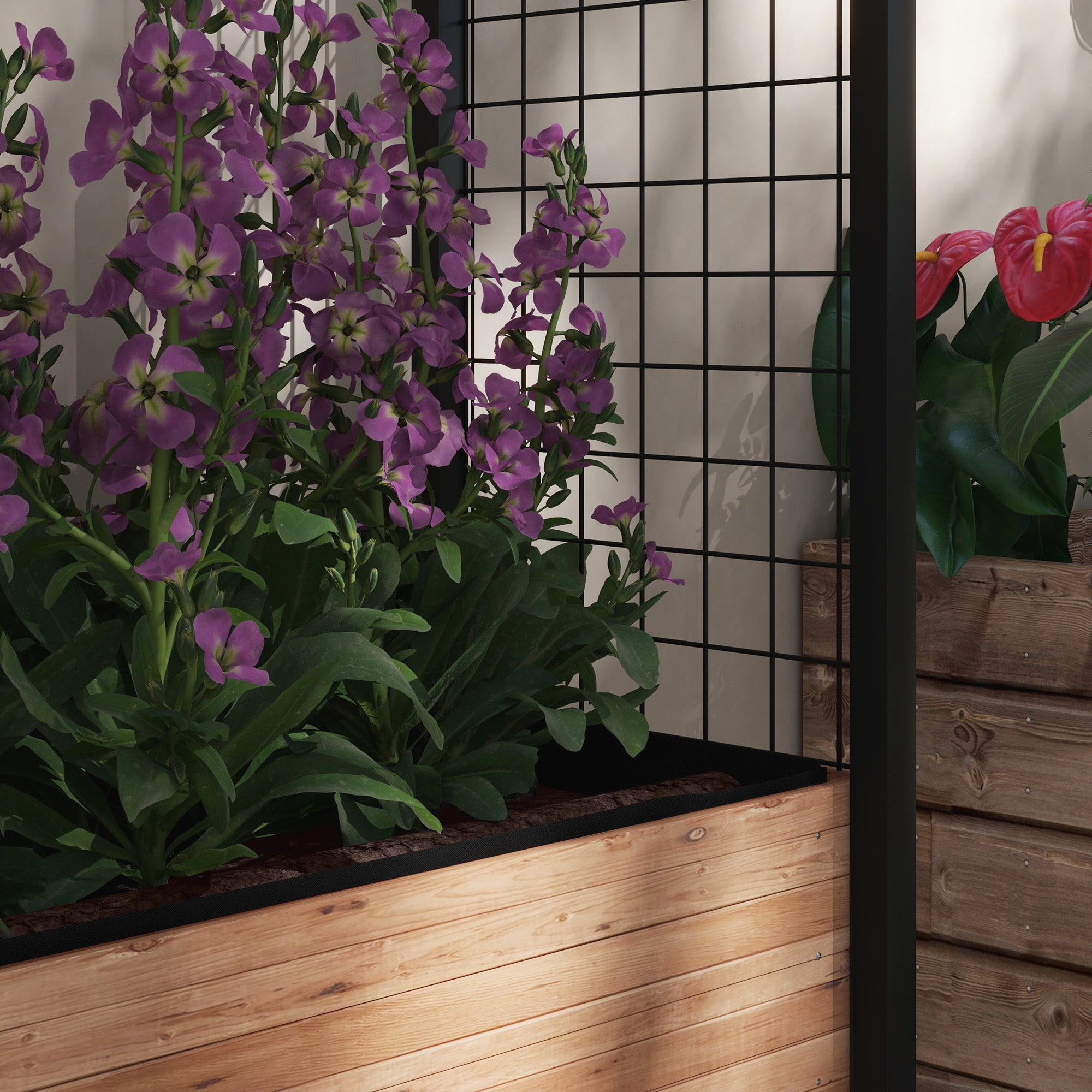 Horta Elevada com Treliça Marrom 110x49x190 cm