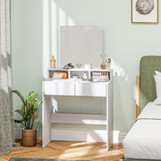 Toucador de Maquilhagem – 75x38x135 cm – Branco – Melamina e vidro