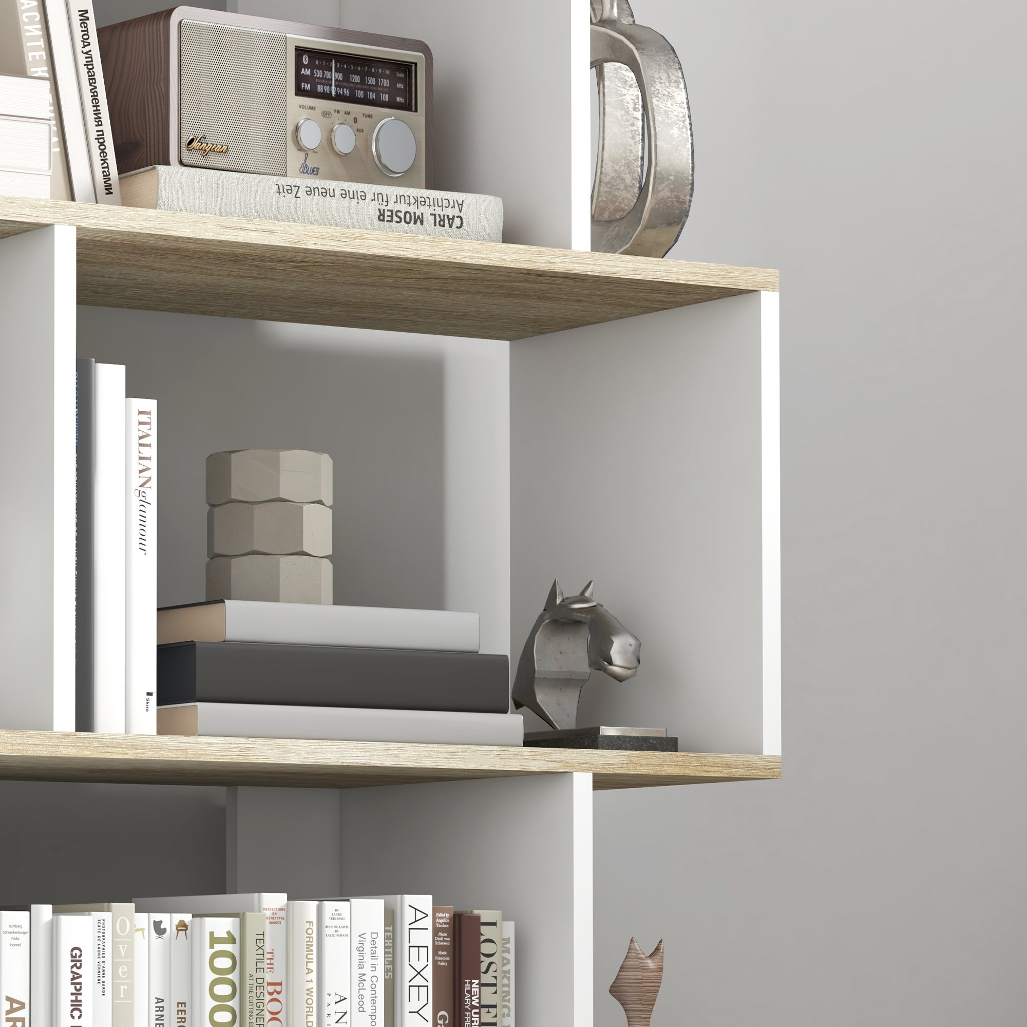 Estante para Livros – 70x29,5x163 cm – Branco e Madeira