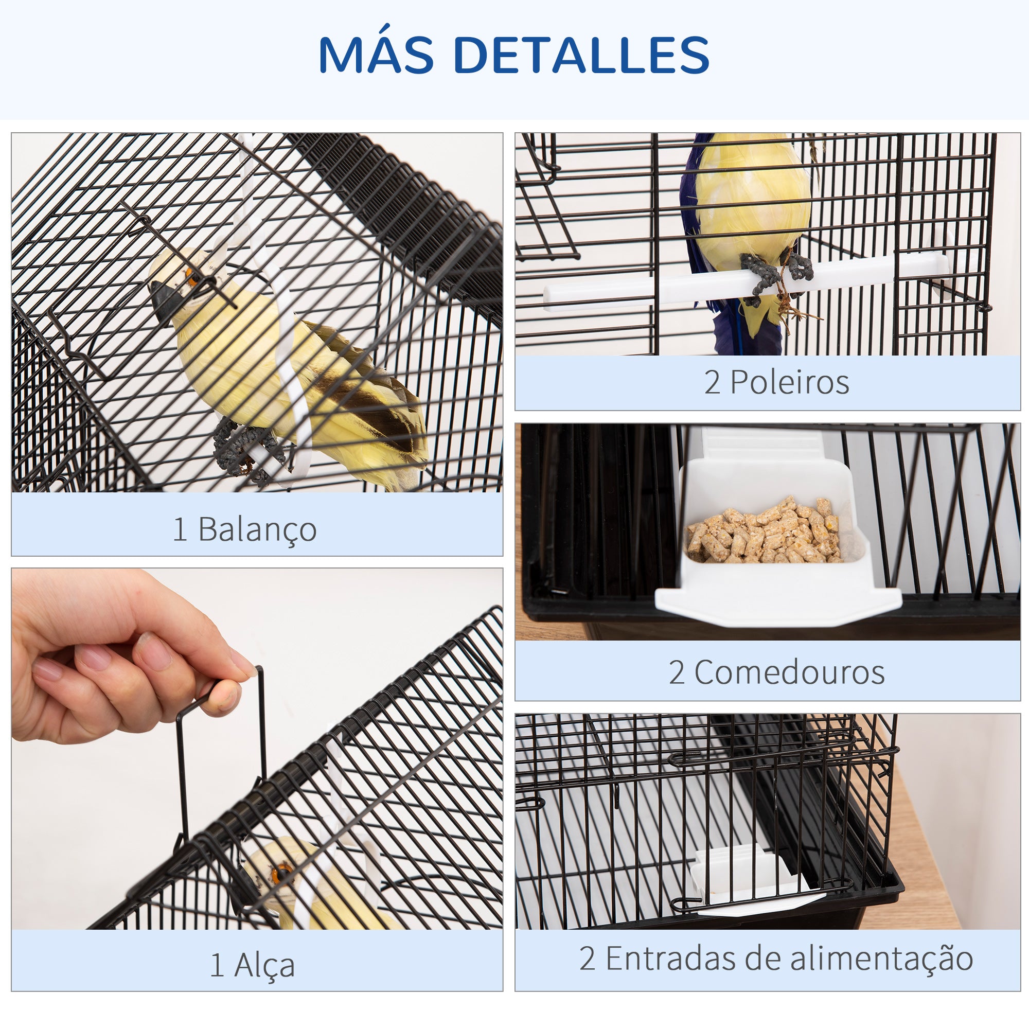 Gaiola para Pássaros – 39x33x47cm – Preto – Metal e Plástico