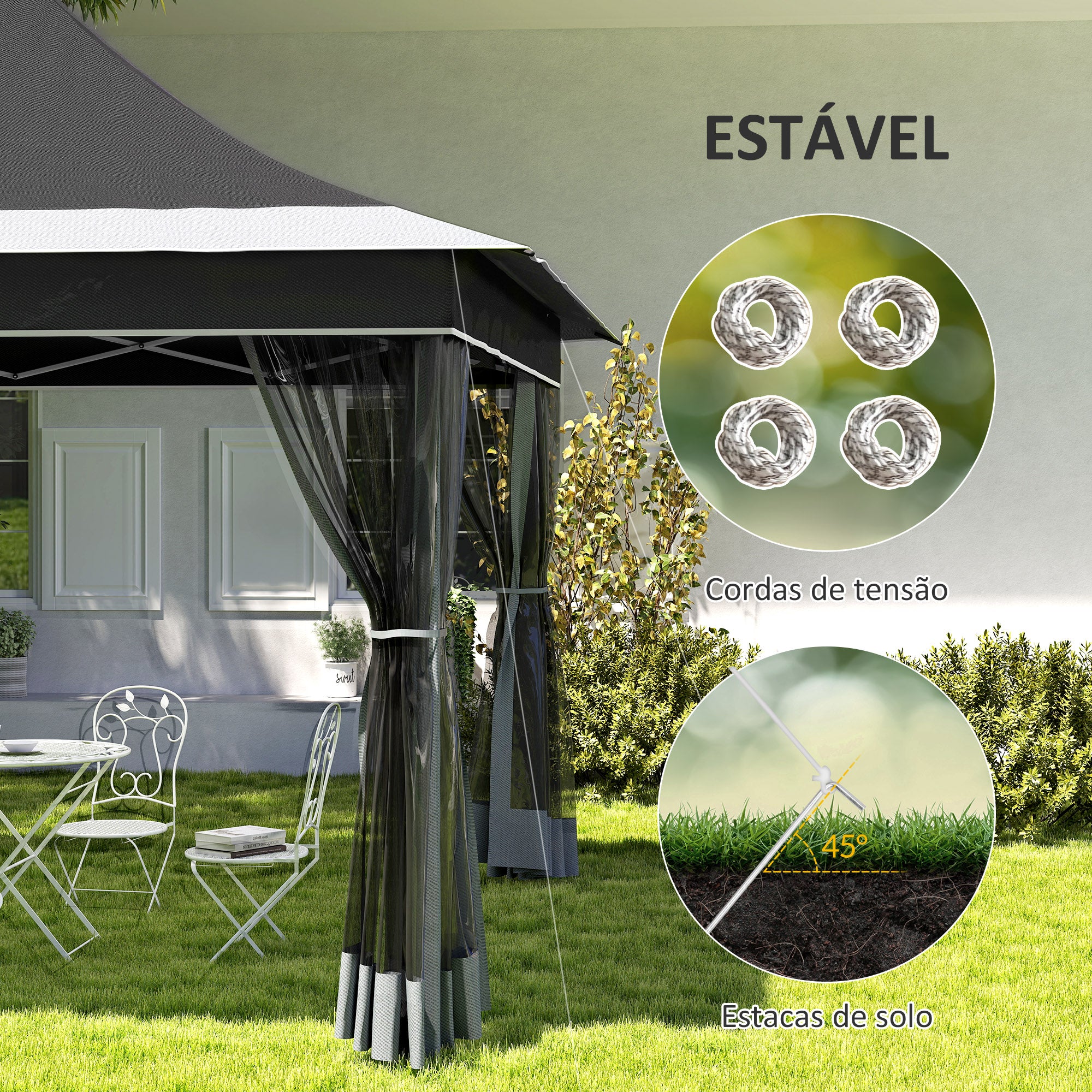 Tenda Dobrável 3,5x3,5x3 m Cinza Escuro - Proteção UV50+ e Altura Ajustável