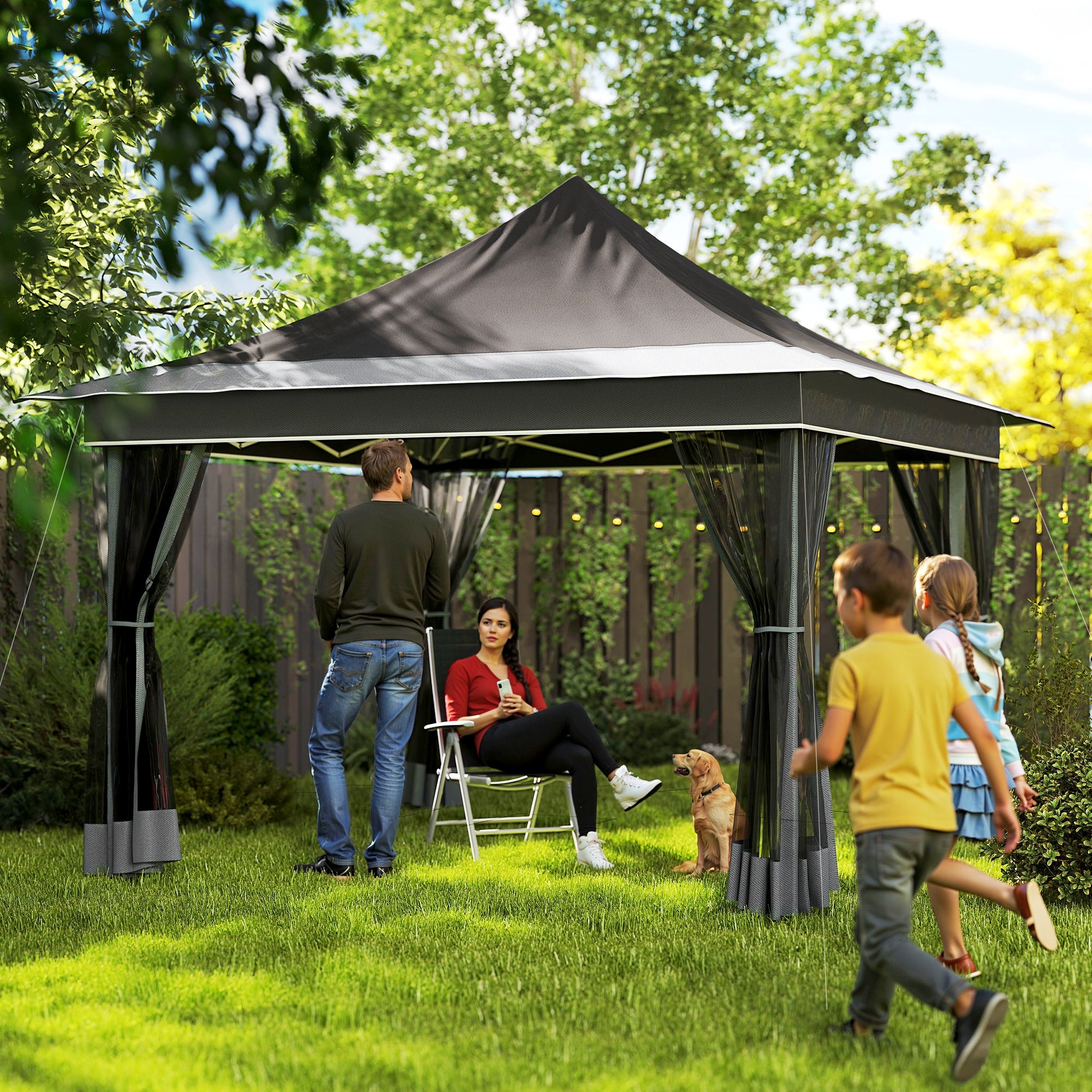 Tenda Dobrável 3,5x3,5x3 m Cinza Escuro - Proteção UV50+ e Altura Ajustável