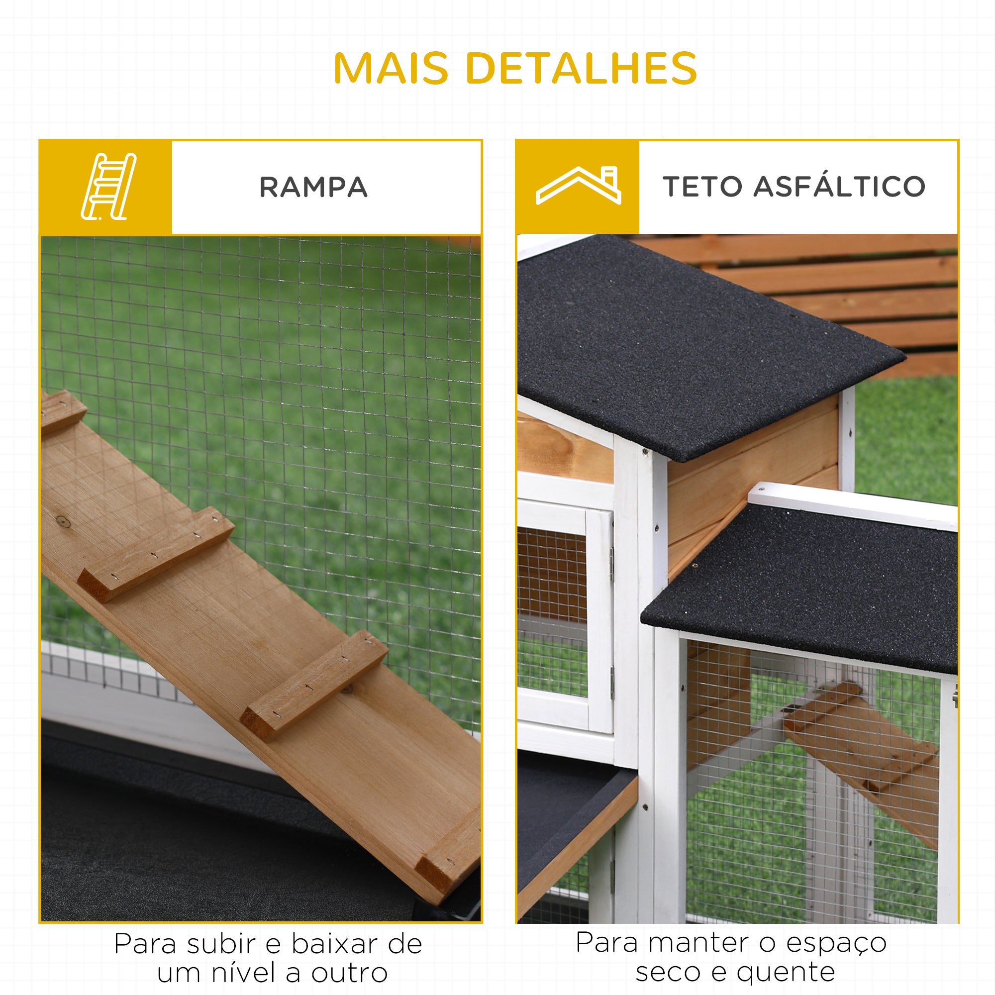 Coelheira de Madeira Exterior 2 Níveis – 157,4x53x93,5 cm – Natural, Branco e Preto – Madeira de Abeto
