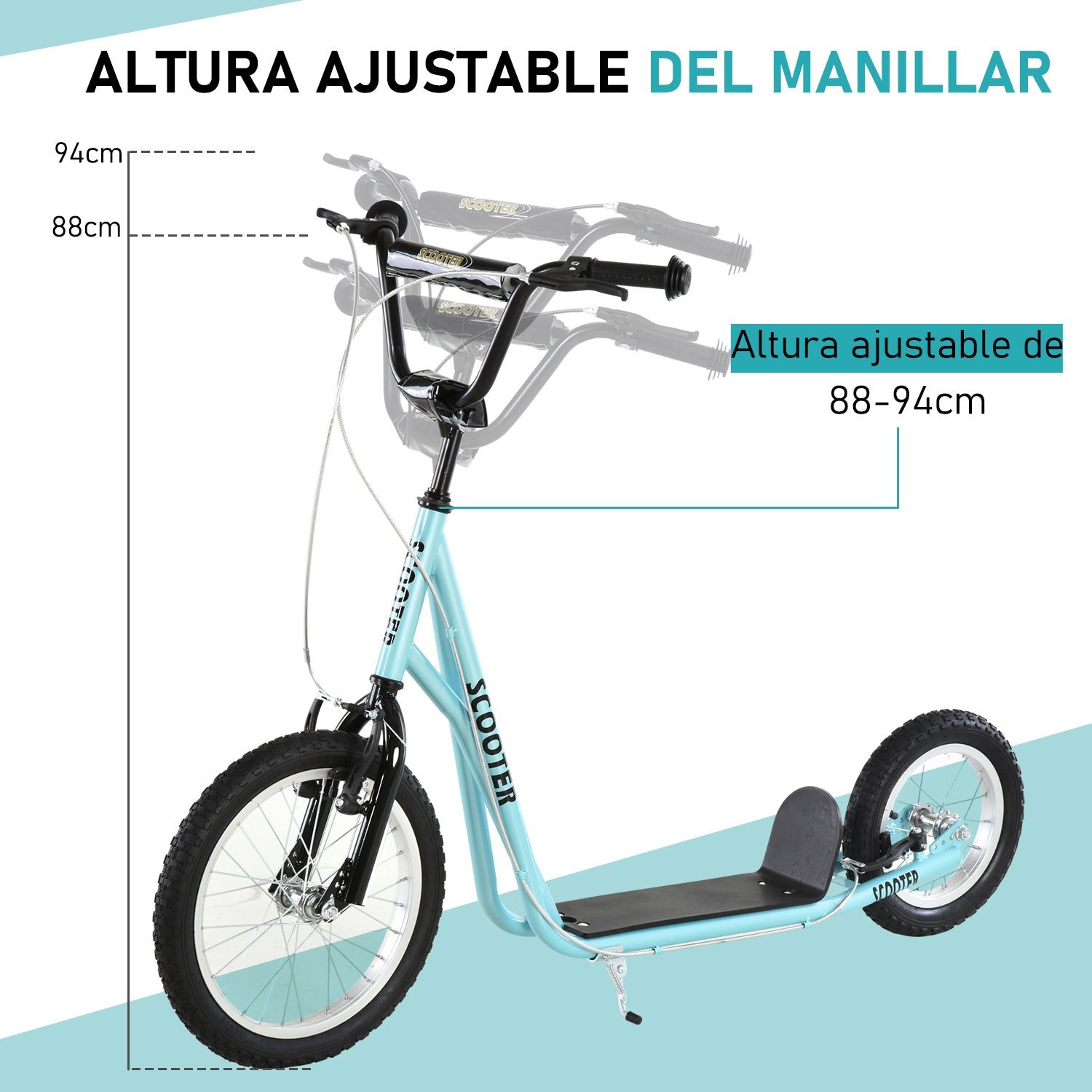 Trotinete para Crianças Acima de 5 Anos - 135x58x88-94 cm - Azul