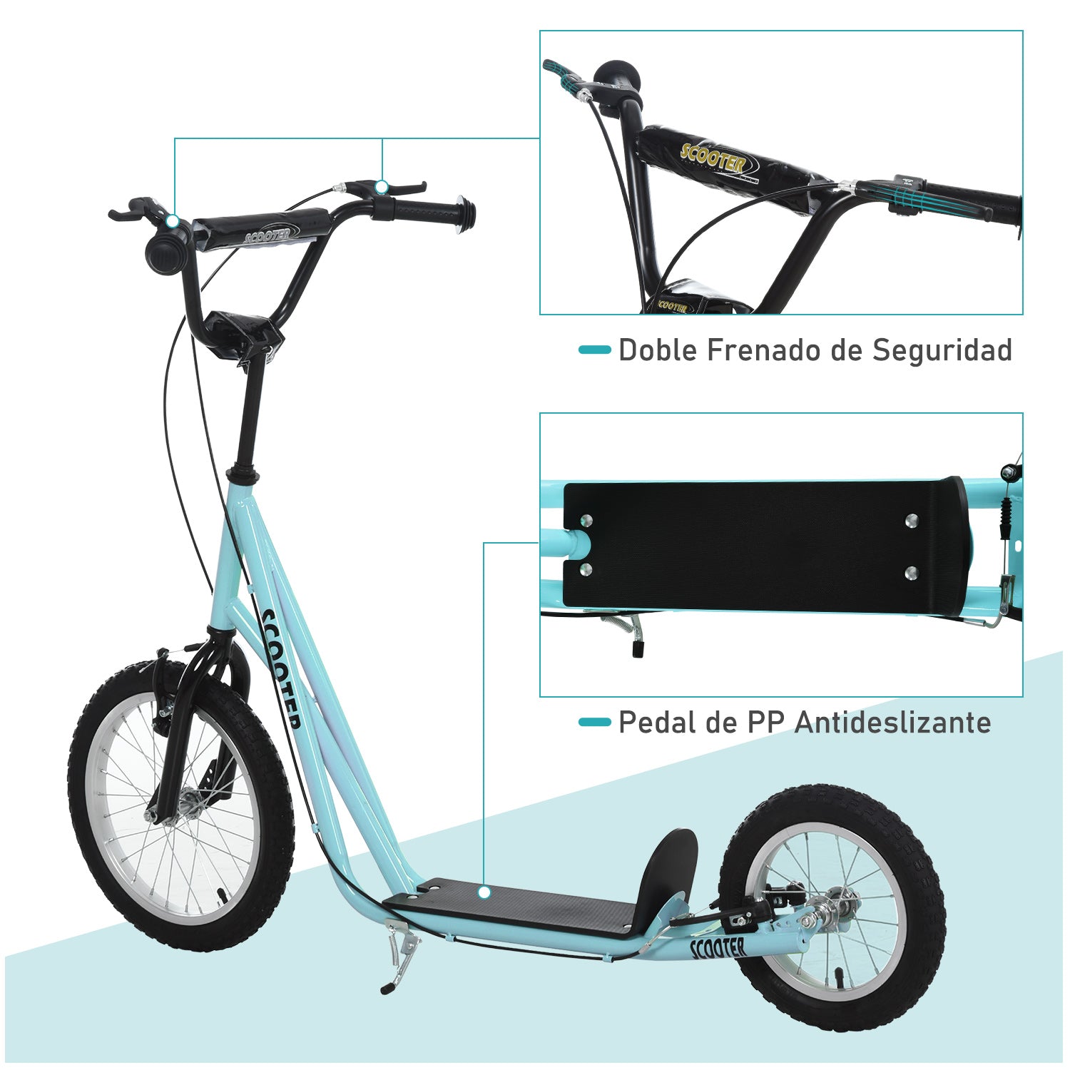Trotinete para Crianças Acima de 5 Anos - 135x58x88-94 cm - Azul