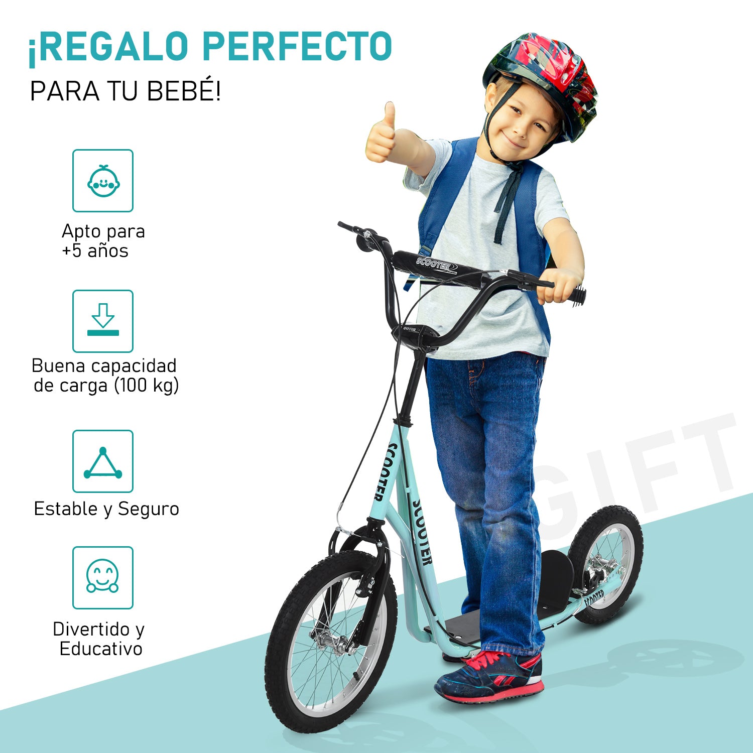 Trotinete para Crianças Acima de 5 Anos - 135x58x88-94 cm - Azul