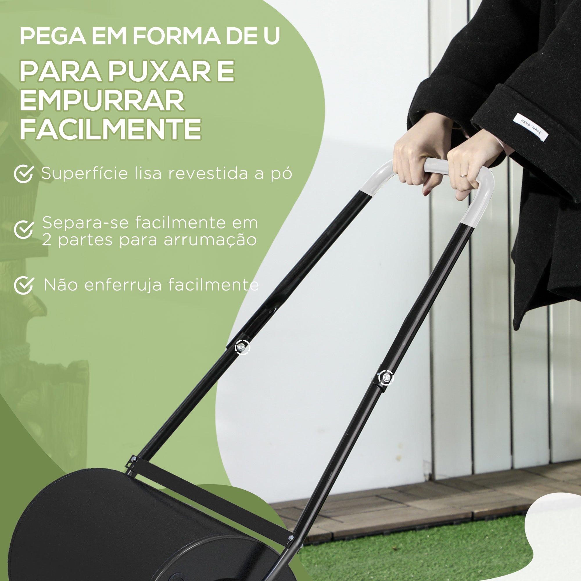 Rodillo de Jardín de Acero Φ32x50cm - Preto