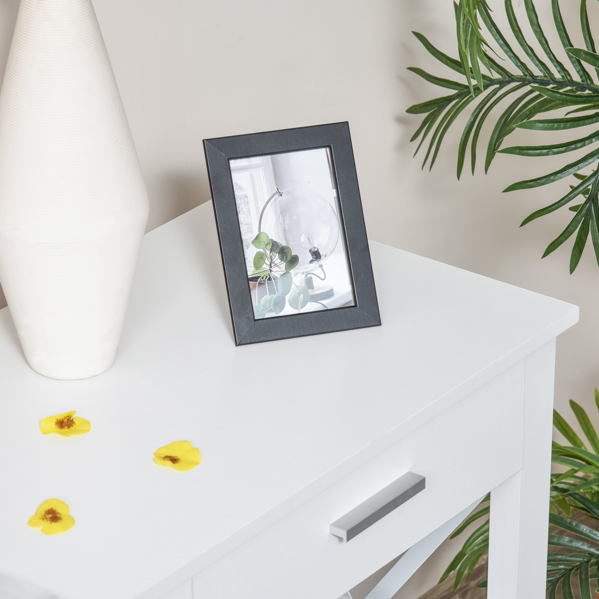 Mesa de Console Moderna com 2 Gavetas e Prateleiras 105x40x76 cm - Branco