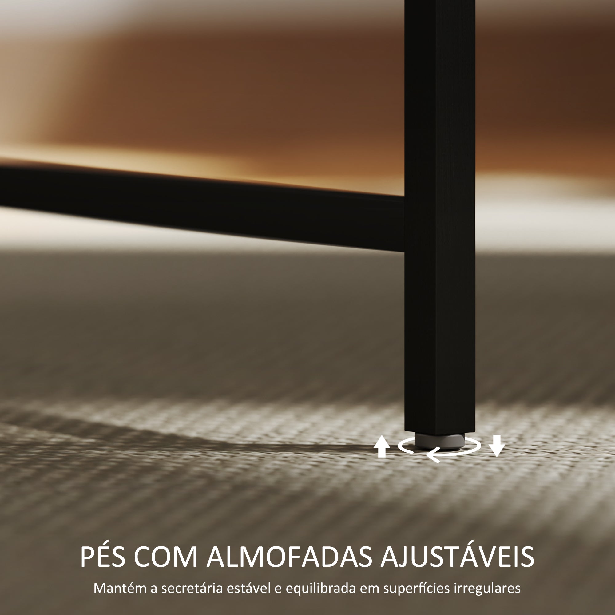Secretária de Escritório Industrial – 100x50x90,5 cm – Castanho Rústico – Melamina de madeira e Aço