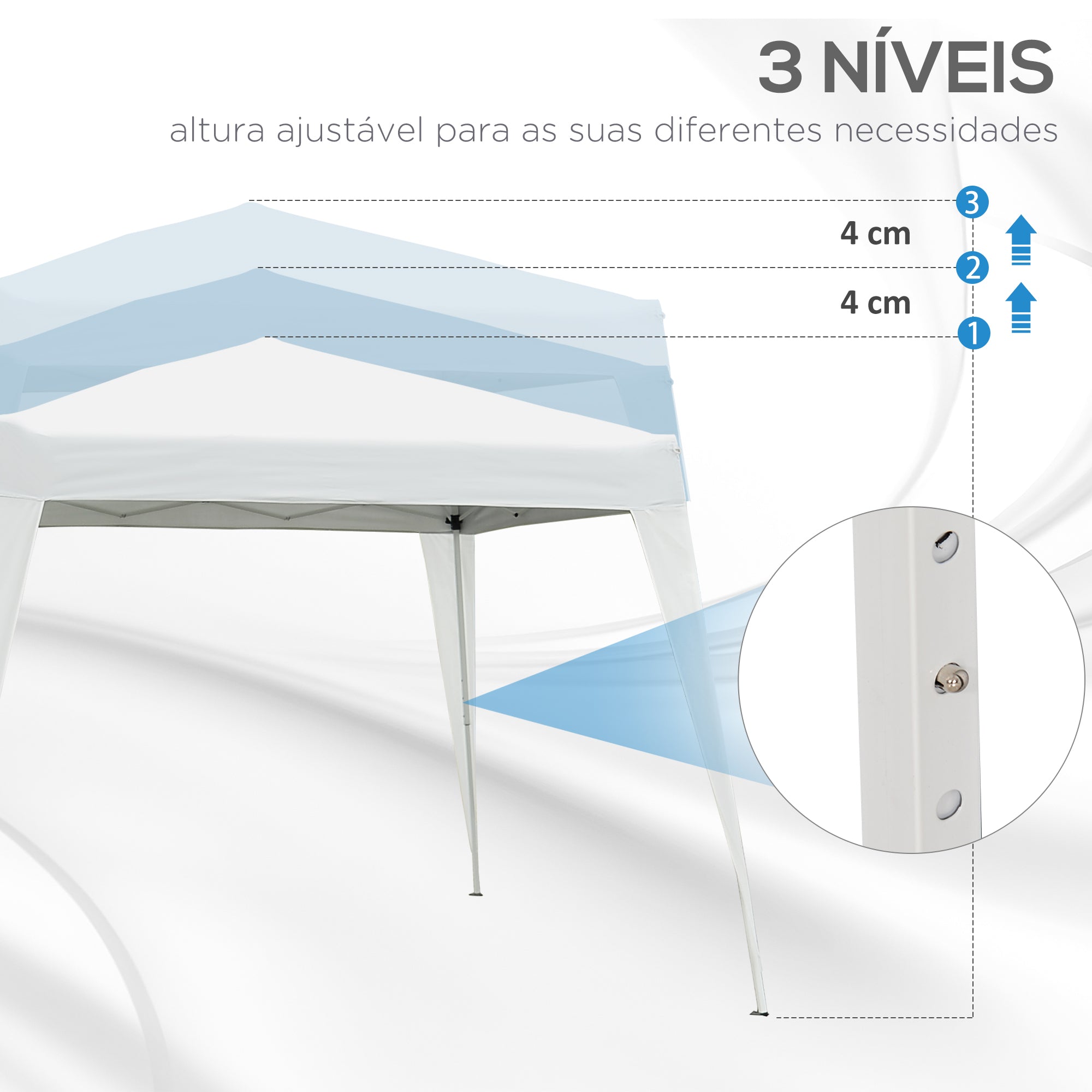 Tenda Dobrável 297x297x250 cm em Aço e Oxford - Branco