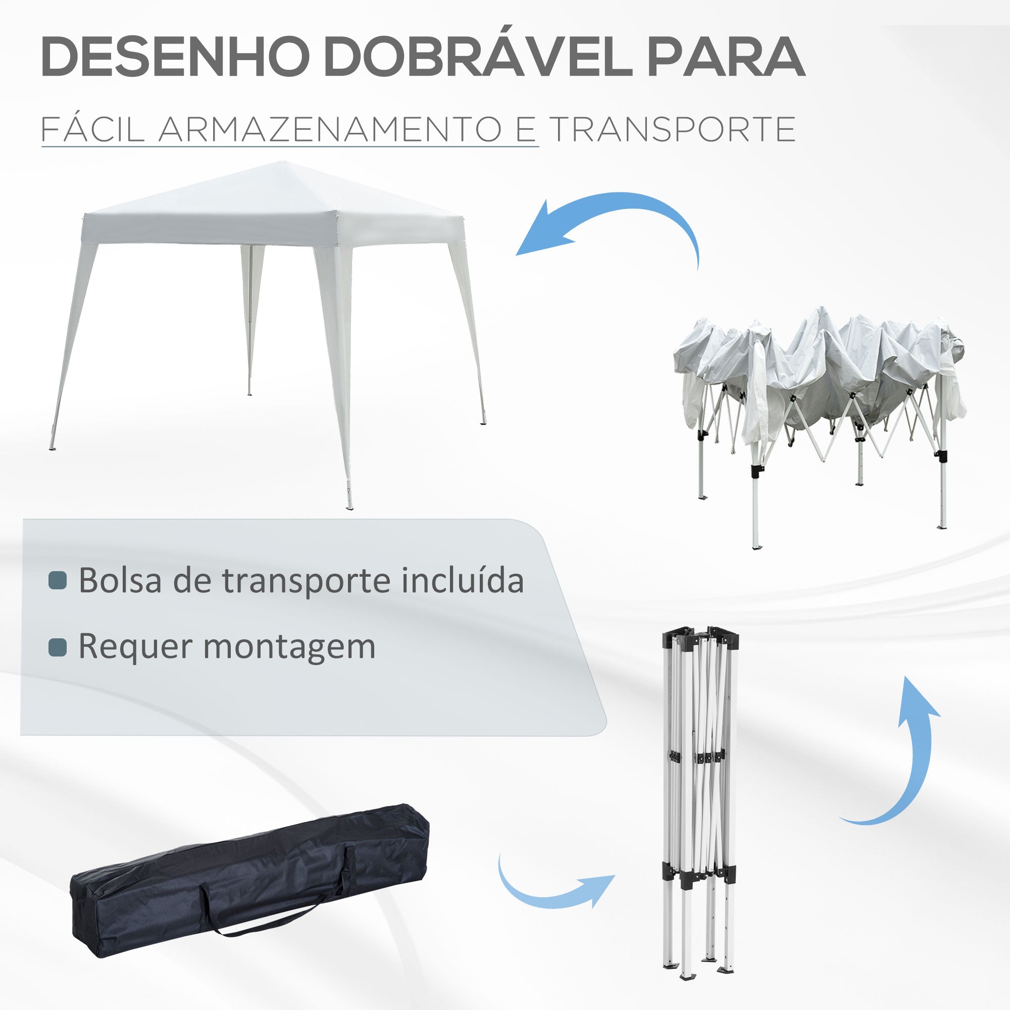Tenda Dobrável 297x297x250 cm em Aço e Oxford - Branco