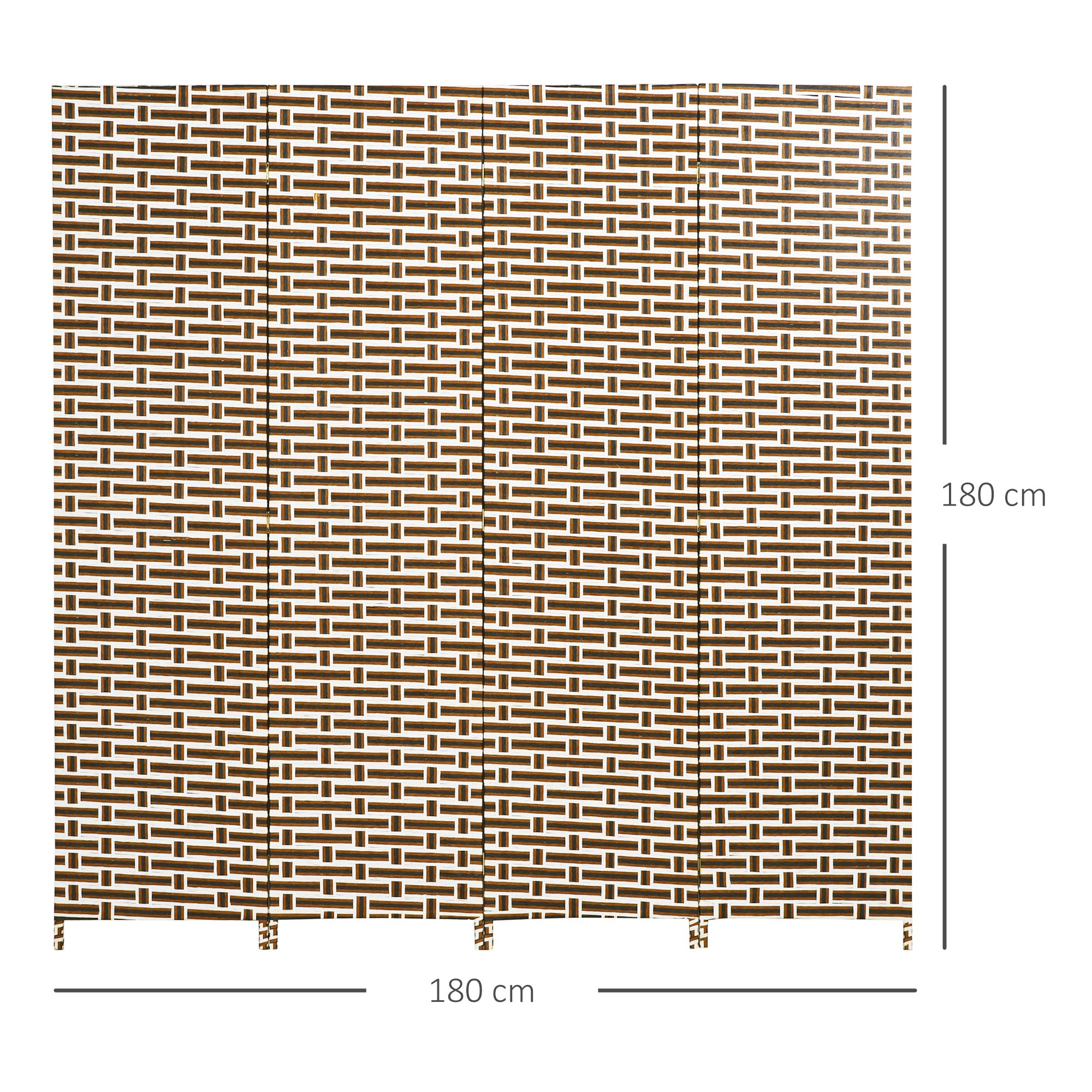Biombo Separador de Ambientes de 4 Paineis 180x180cm - Cor Branco, Preto e Marrom