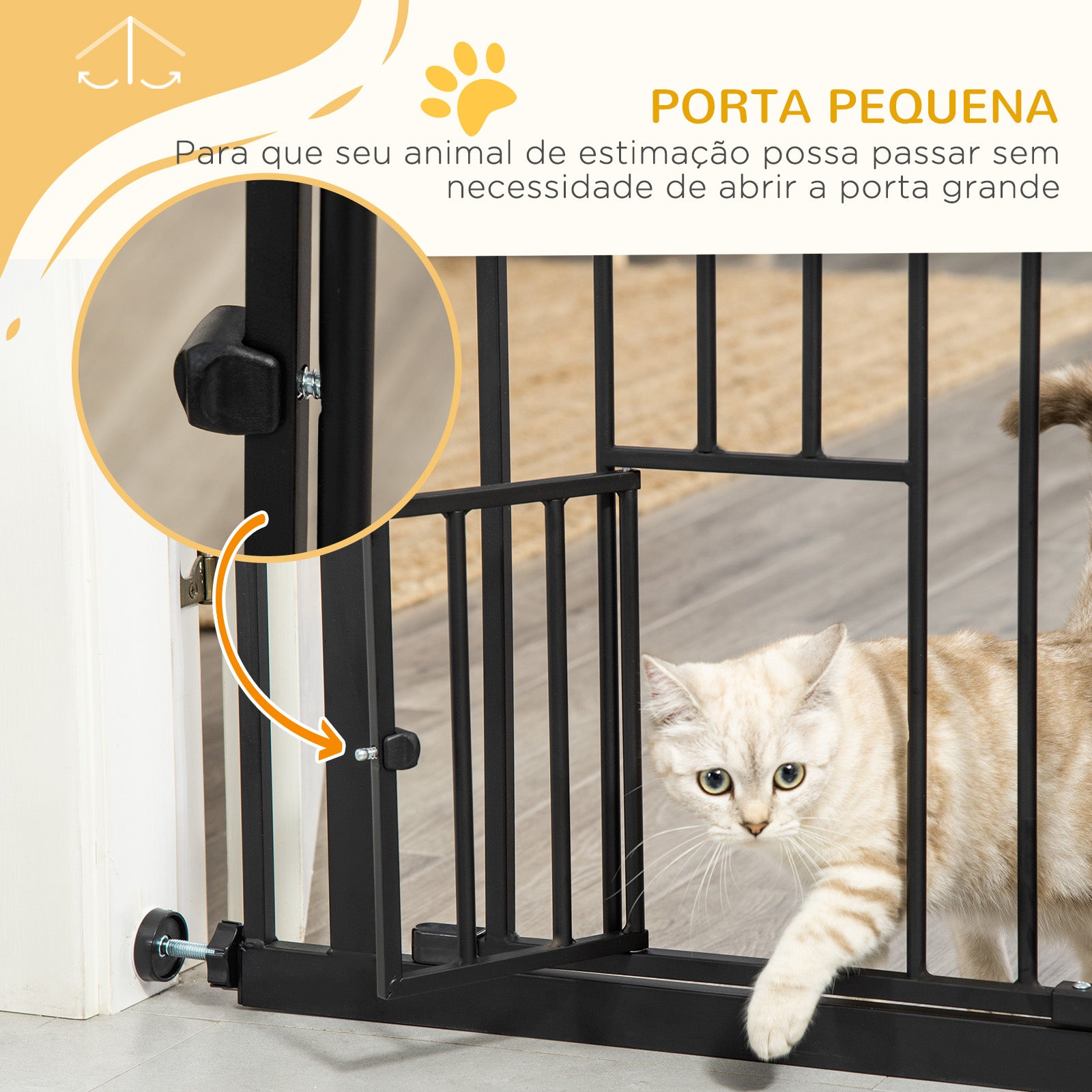 Barreira de Segurança para Animais de Estimação 68x76,2 cm - Cor Preto