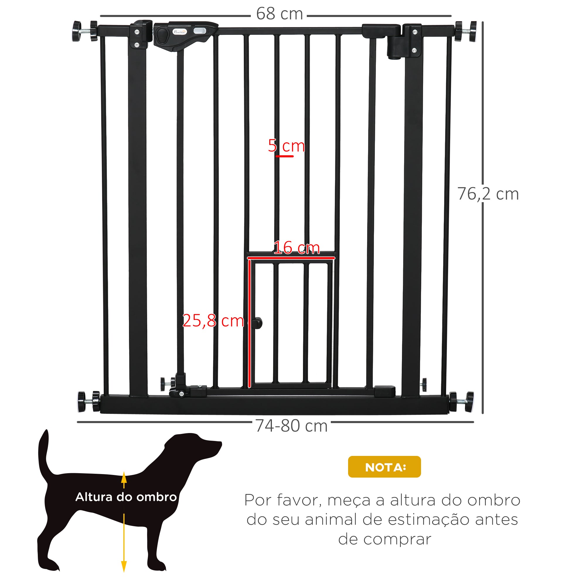 Barreira de Segurança para Animais de Estimação 68x76,2 cm - Cor Preto