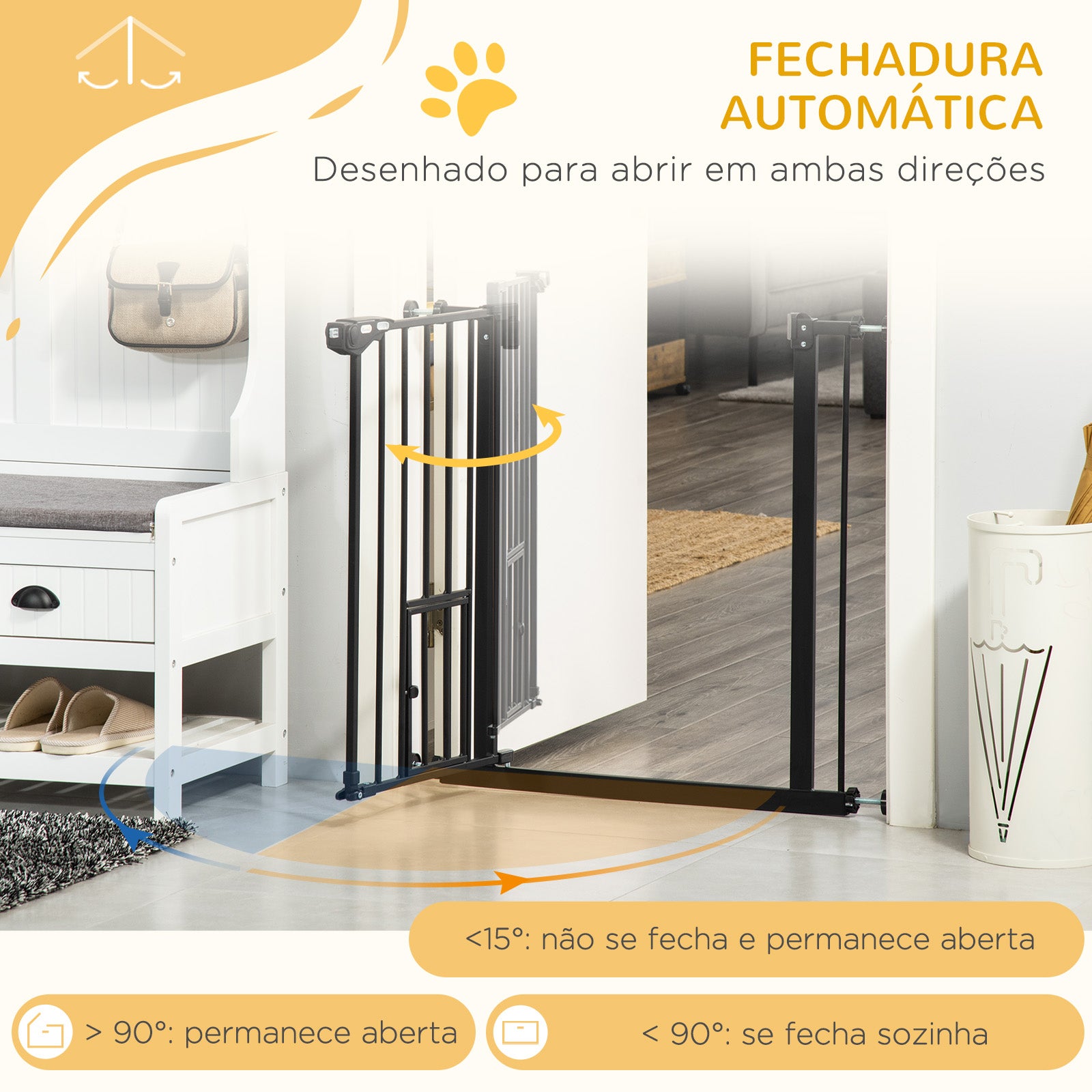 Barreira de Segurança para Animais de Estimação 68x76,2 cm - Cor Preto