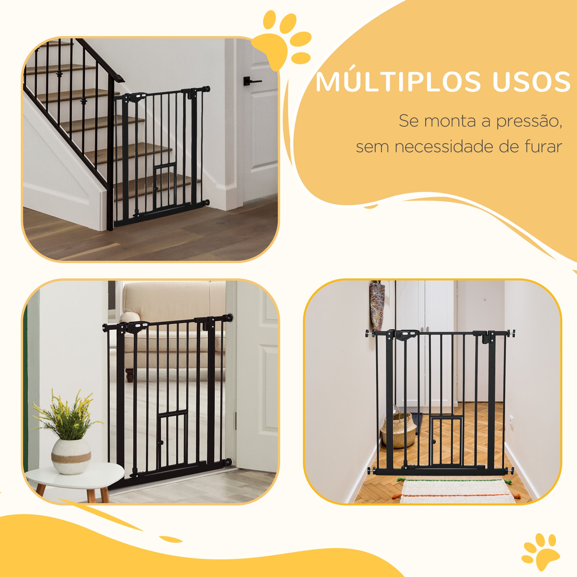 Barreira de Segurança para Animais de Estimação 68x76,2 cm - Cor Preto