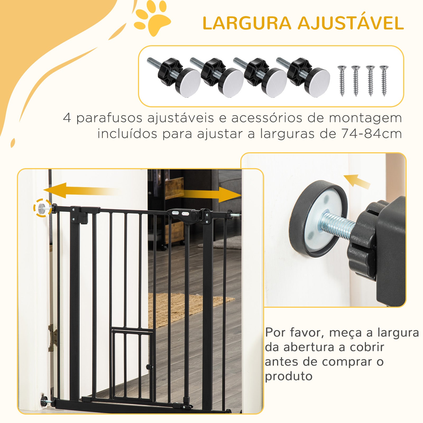 Barreira de Segurança para Animais de Estimação 68x76,2 cm - Cor Preto