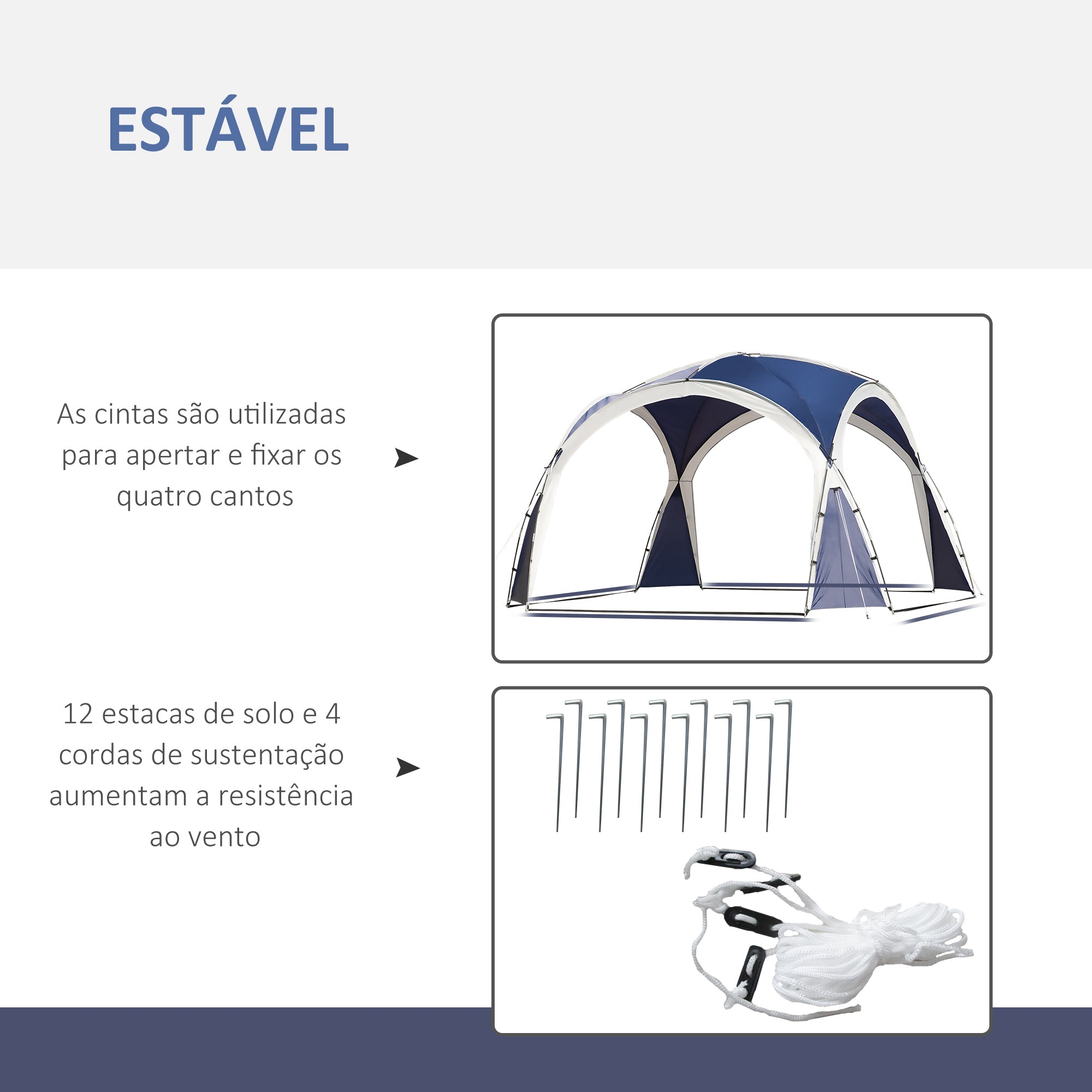 Tenda de Campismo 3,5x3,5 m Azul e Cinza Claro
