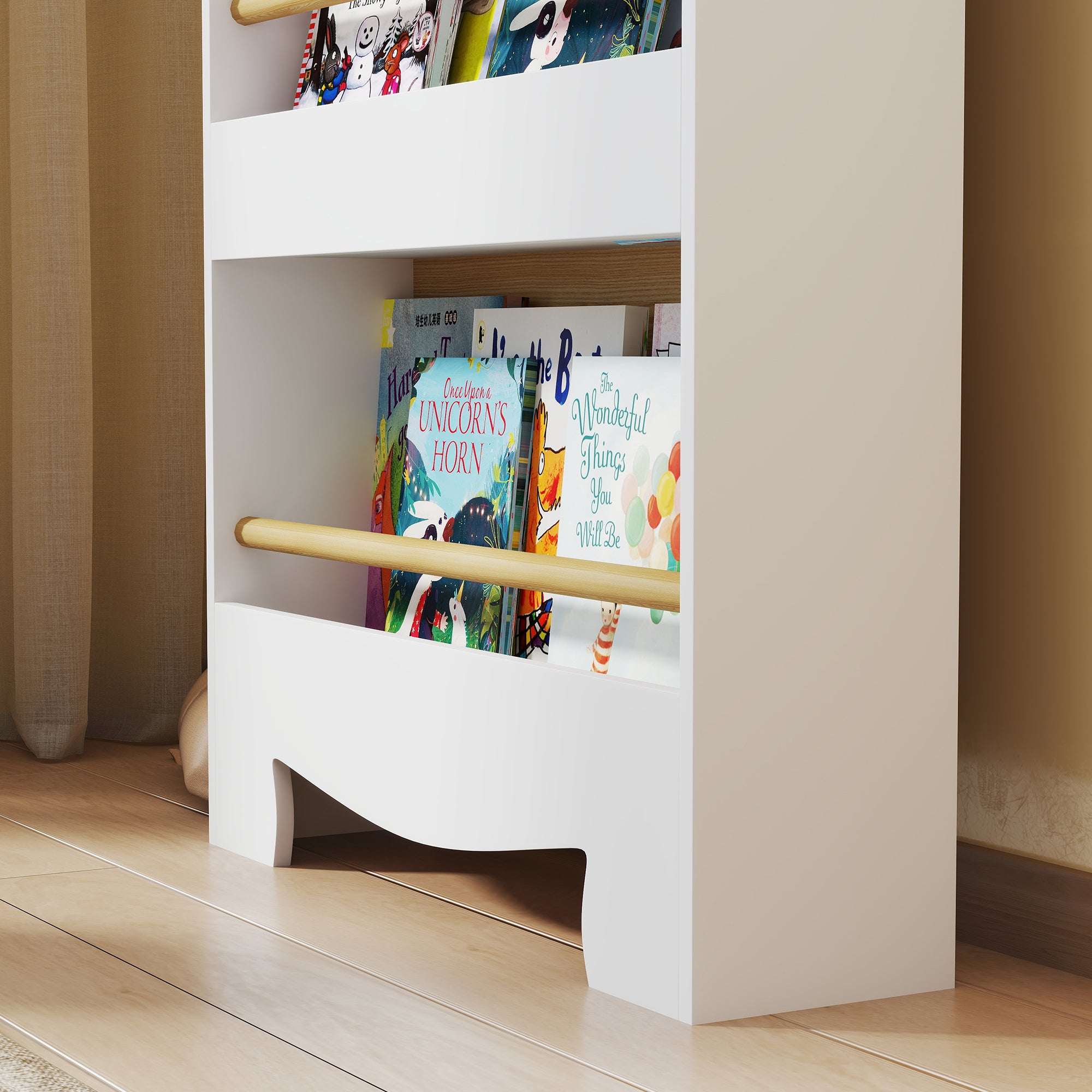Estante Infantil de 3 Níveis 55x15x110 cm Madeira e Branco