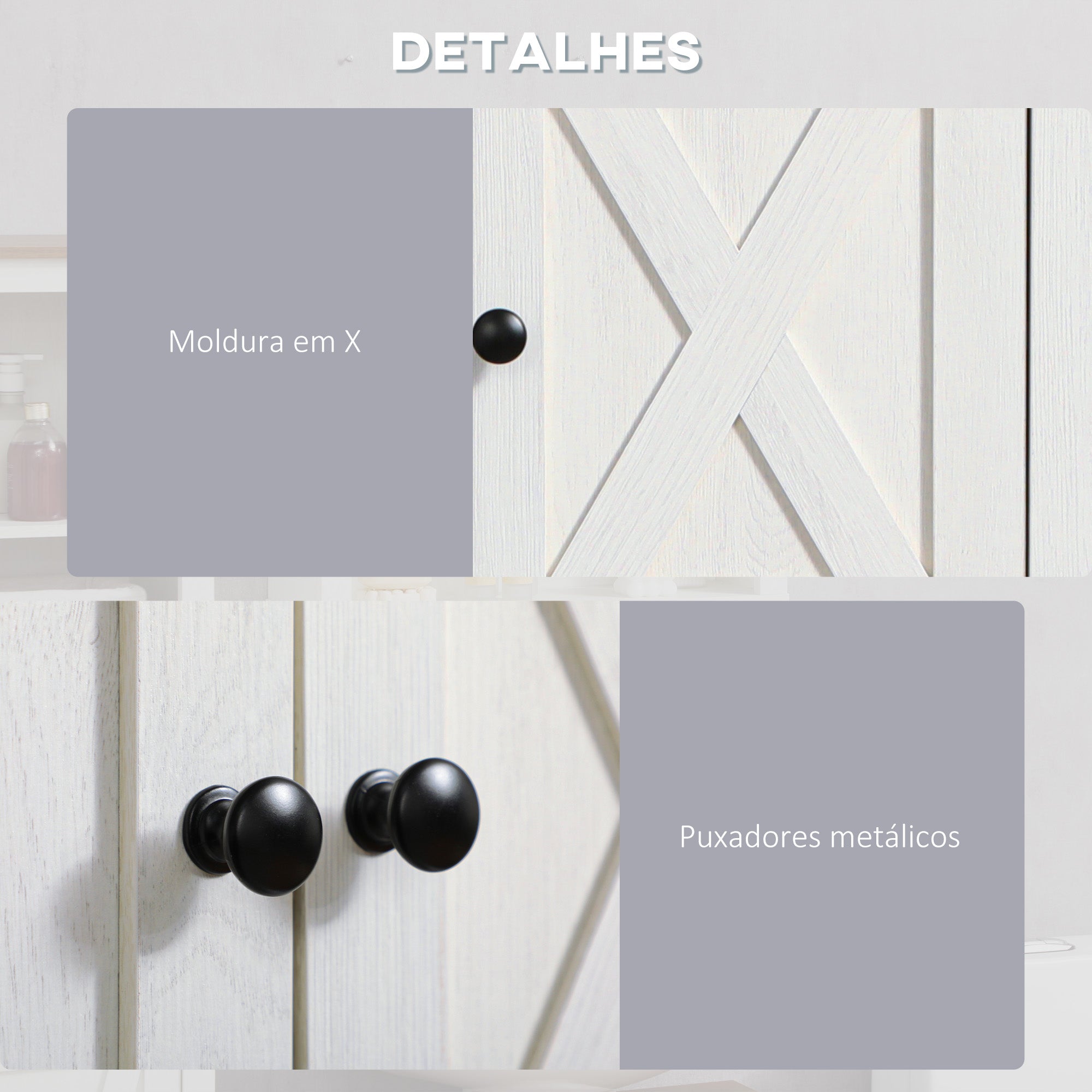 Armário de Parede – 60x19,5x52,5 cm – Branco e Madeira – Melamina