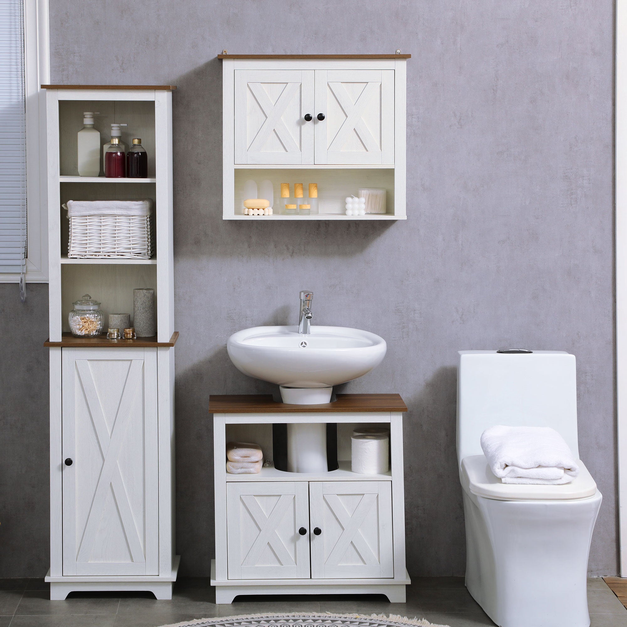 Armário de Parede – 60x19,5x52,5 cm – Branco e Madeira – Melamina