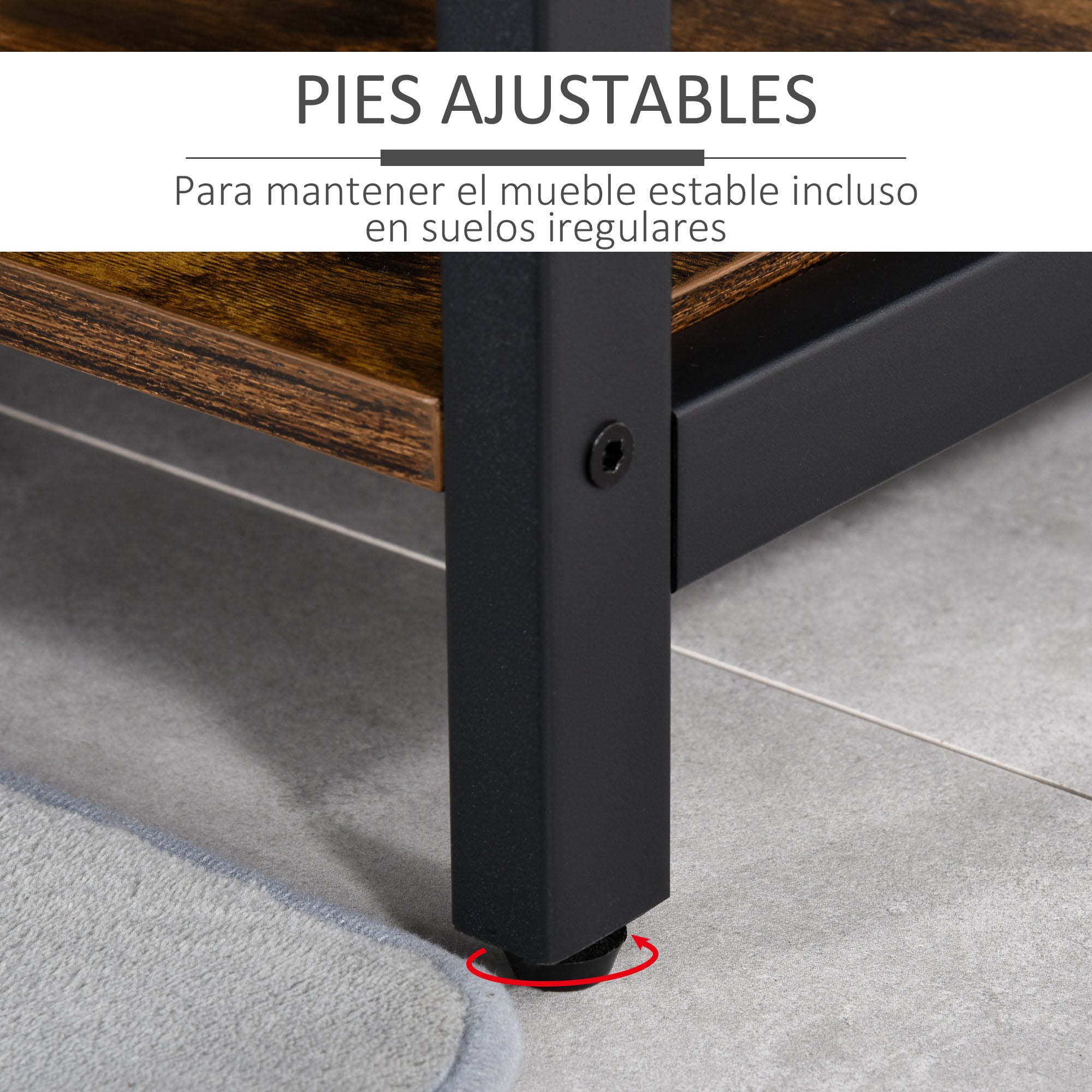 Cabide com Sapateira e Banco Estilo Industrial 100x40x184 cm - Castanho Rústico e Preto