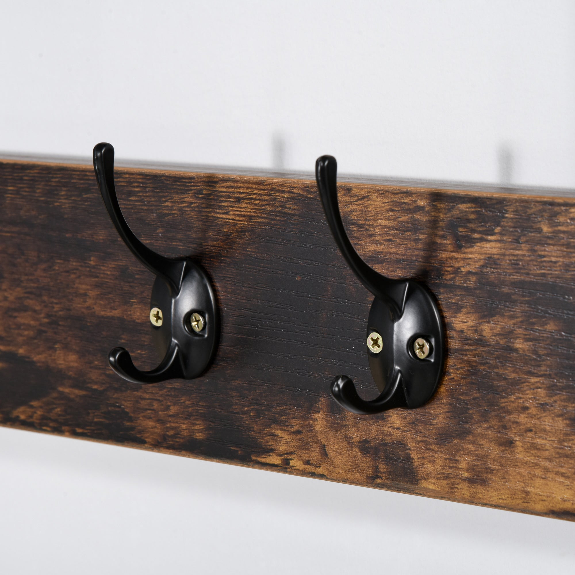 Cabide com Sapateira e Banco Estilo Industrial 100x40x184 cm - Castanho Rústico e Preto