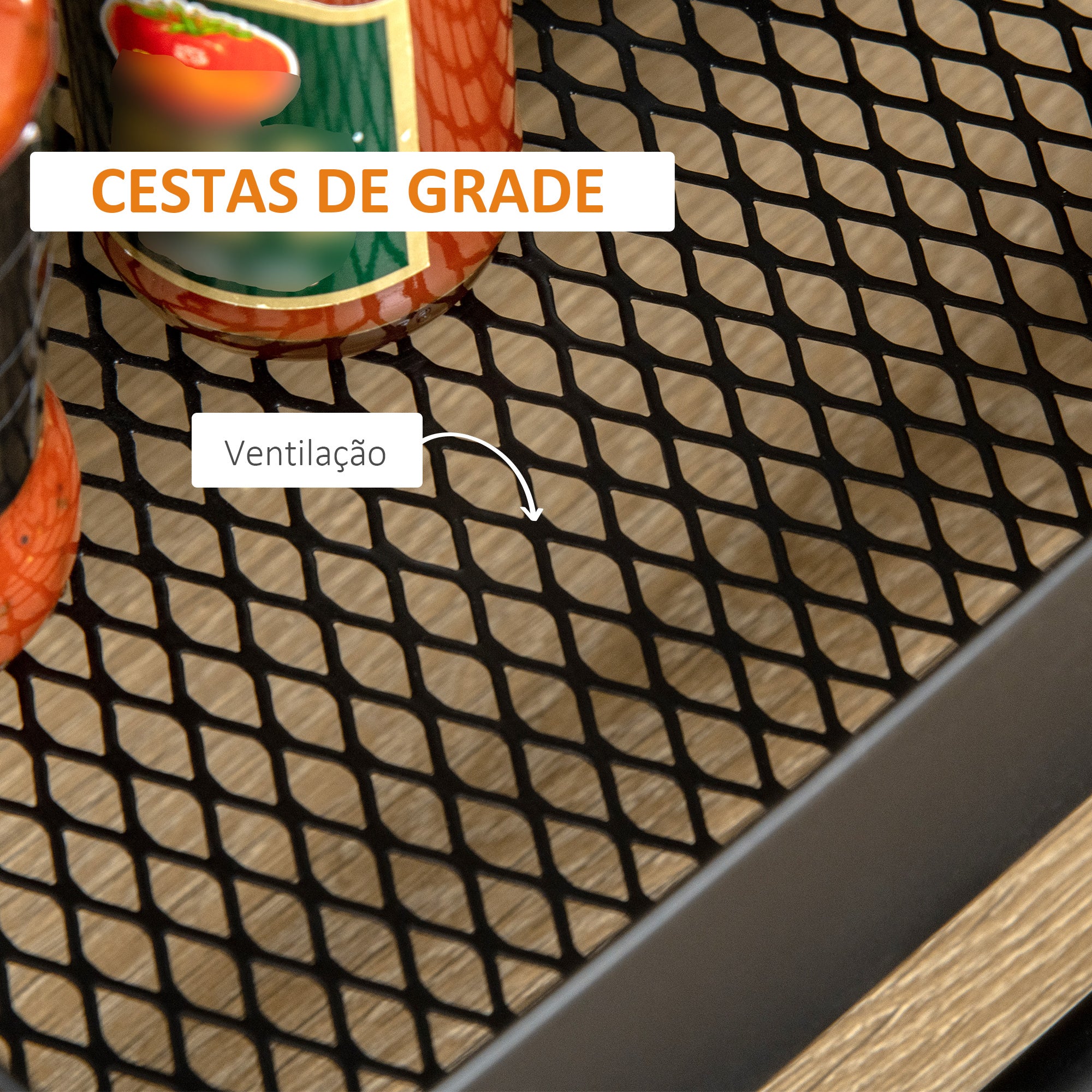 Carrinho de Cozinha 3 Níveis – 46x34.5x76.5cm – Preto – Aço
