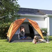 Tenda de Campismo Dobrável 200x200x135 cm - Laranja e Cinzento
