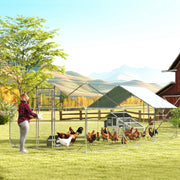 Galinheiro Exterior – 300x600x195 cm – Prata – Aço galvanizado e malha de aço