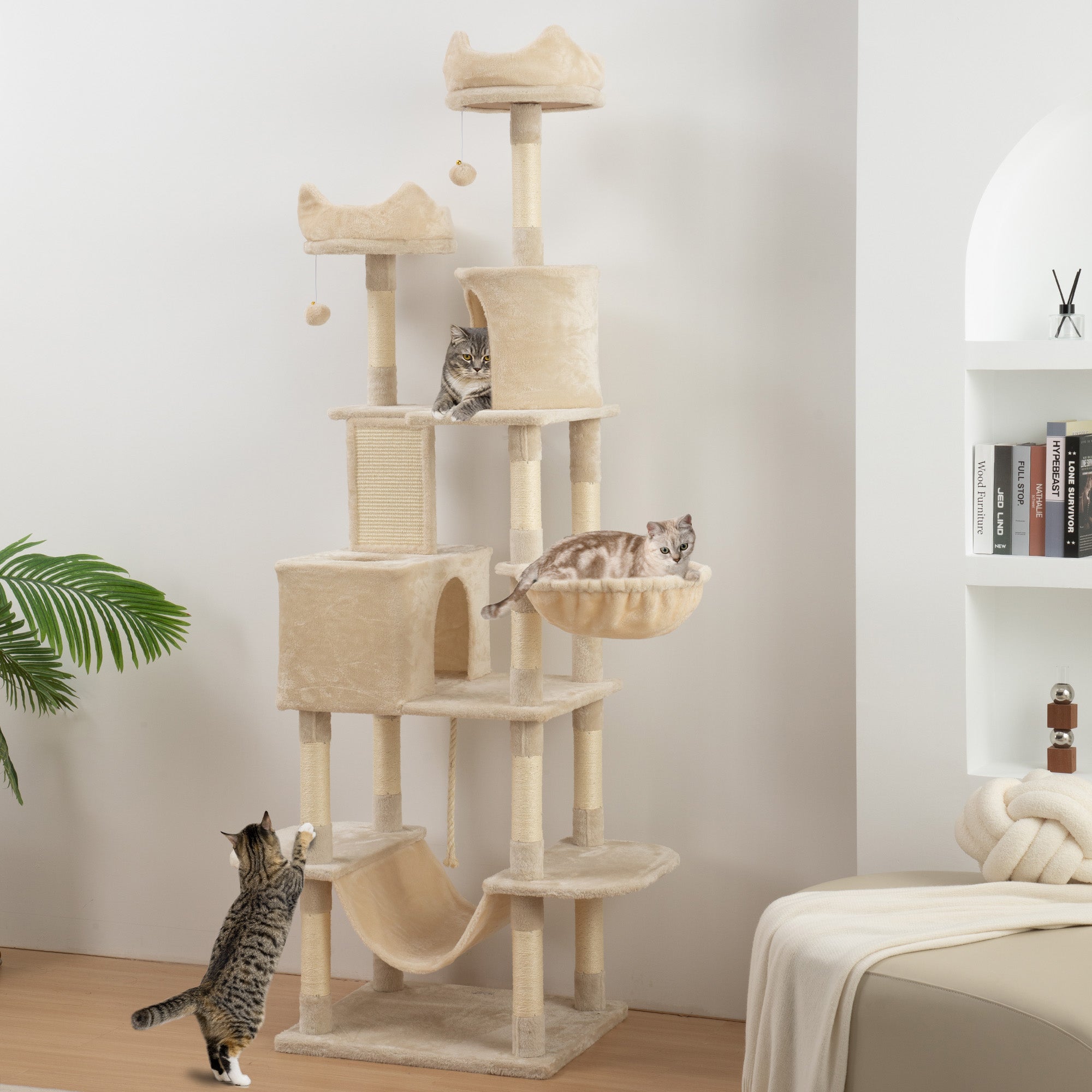 Arranhador para Gatos Grande – 60x50x206 cm – Bege
