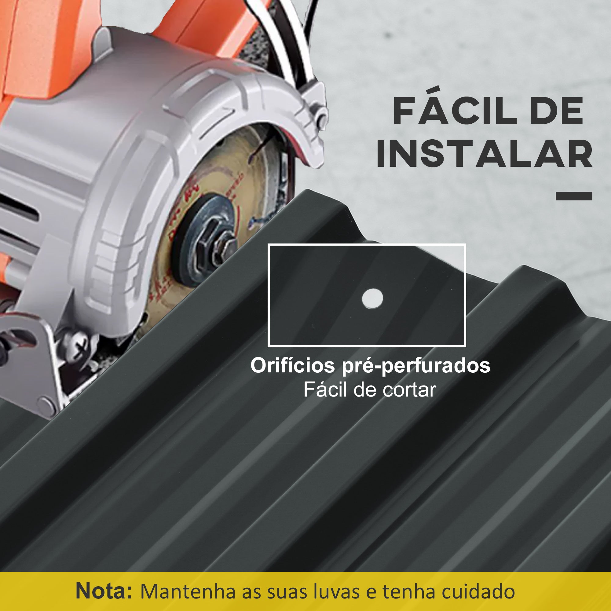 Conjunto de 12 Painéis para Teto em Aço Galvanizado 129x45 cm - Cinza Escuro