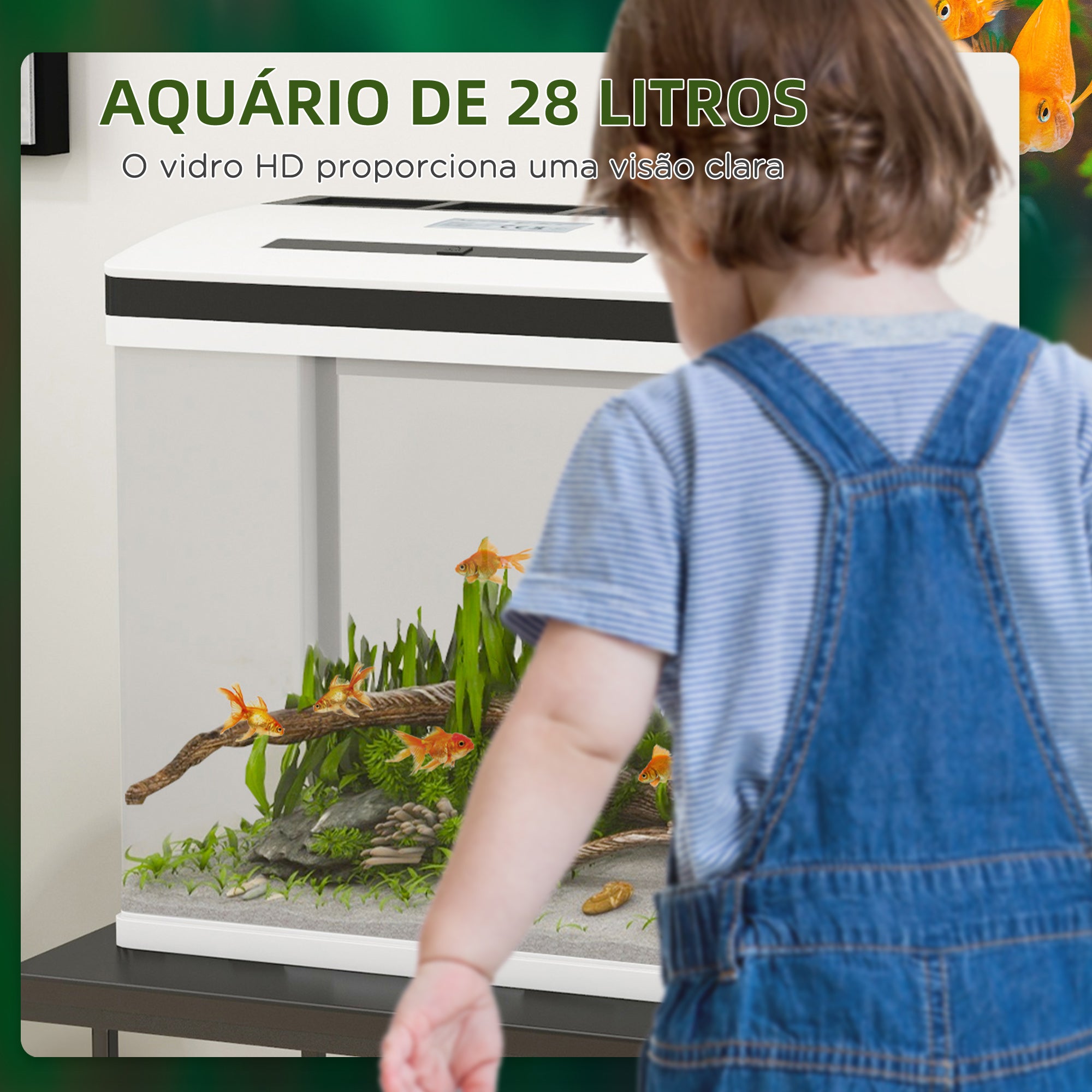 Aquário de Cristal – 38x26x39,5 cm – Branco – Vidro e ABS
