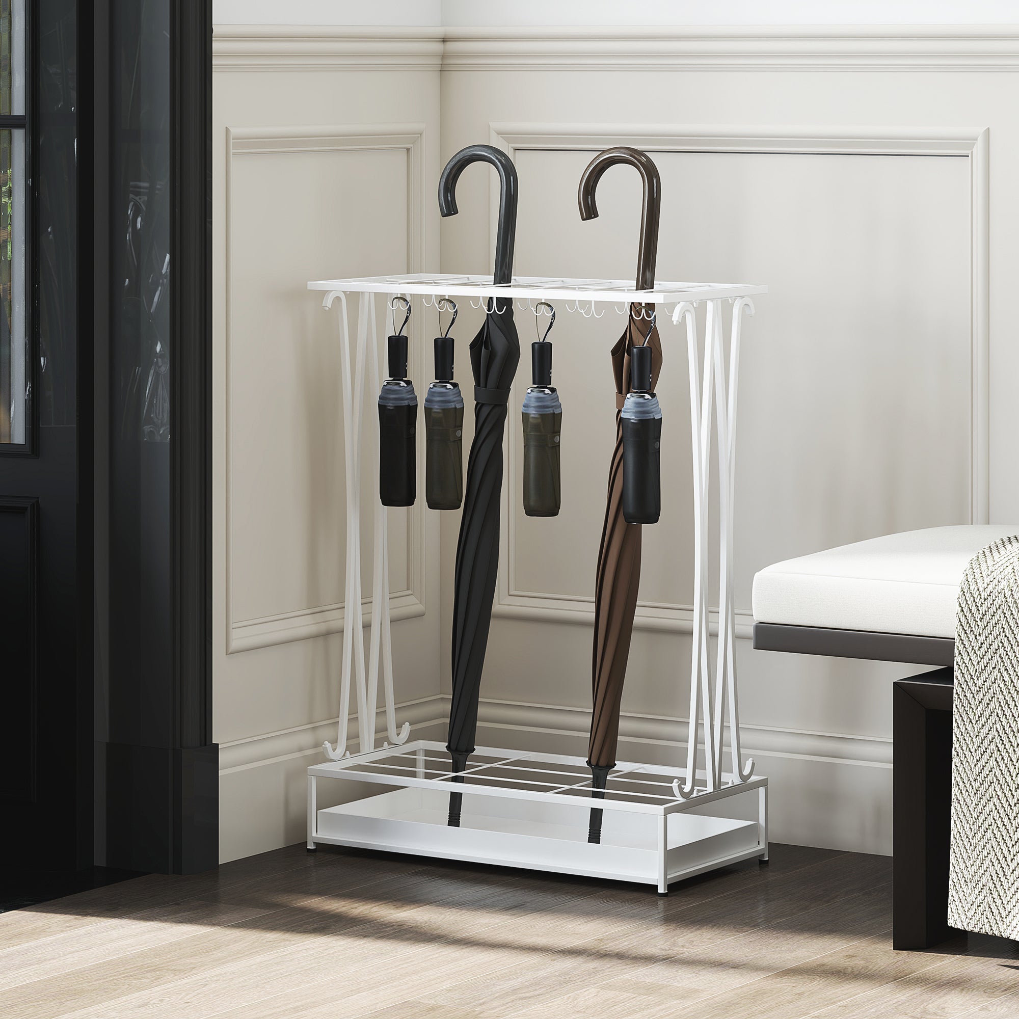 Suporte para Guarda-Chuva Moderno Branco 50x24x68 cm