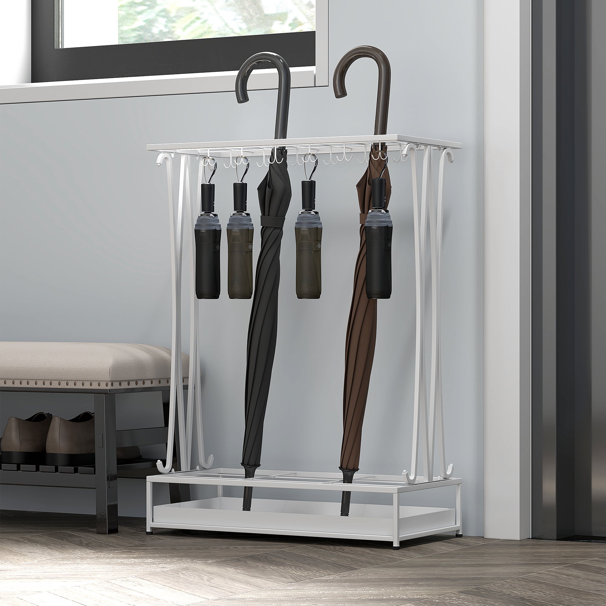 Suporte para Guarda-Chuva Moderno Branco 50x24x68 cm