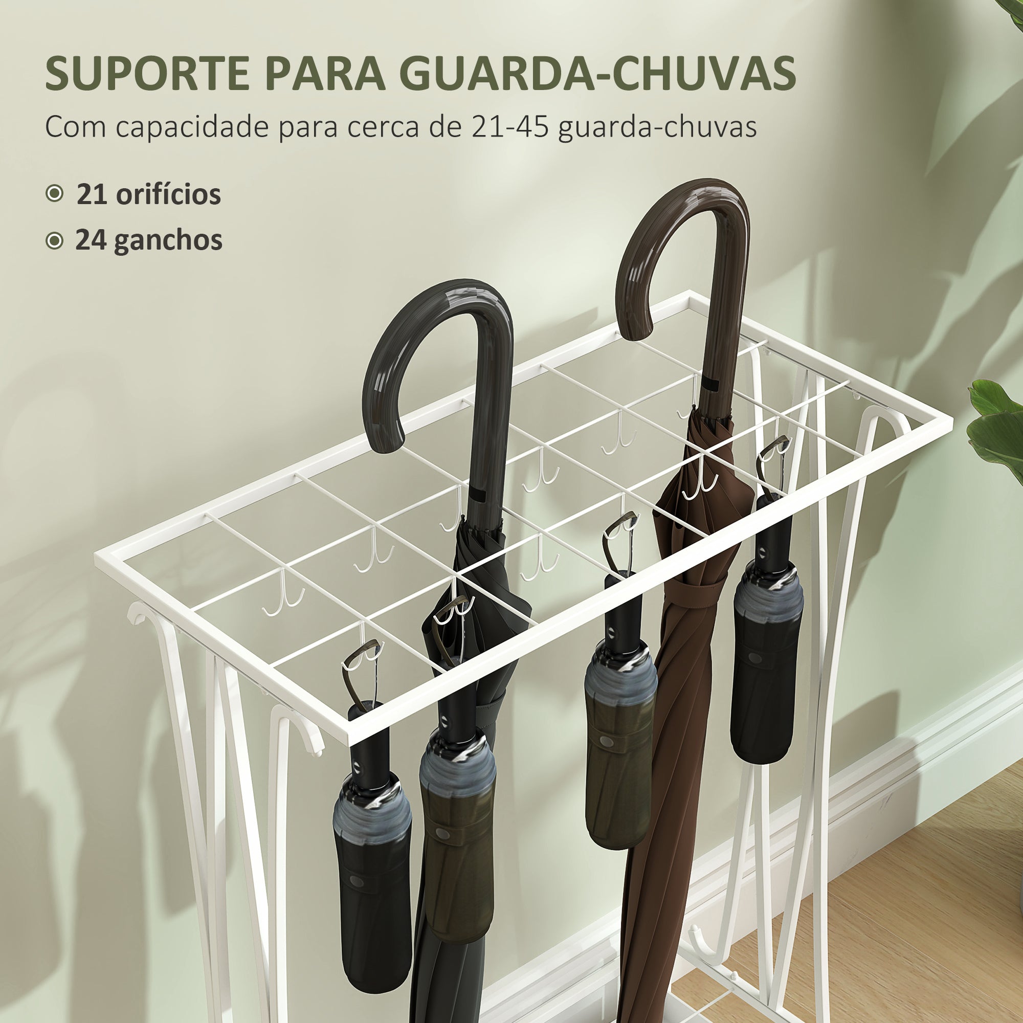 Suporte para Guarda-Chuva Moderno Branco 50x24x68 cm