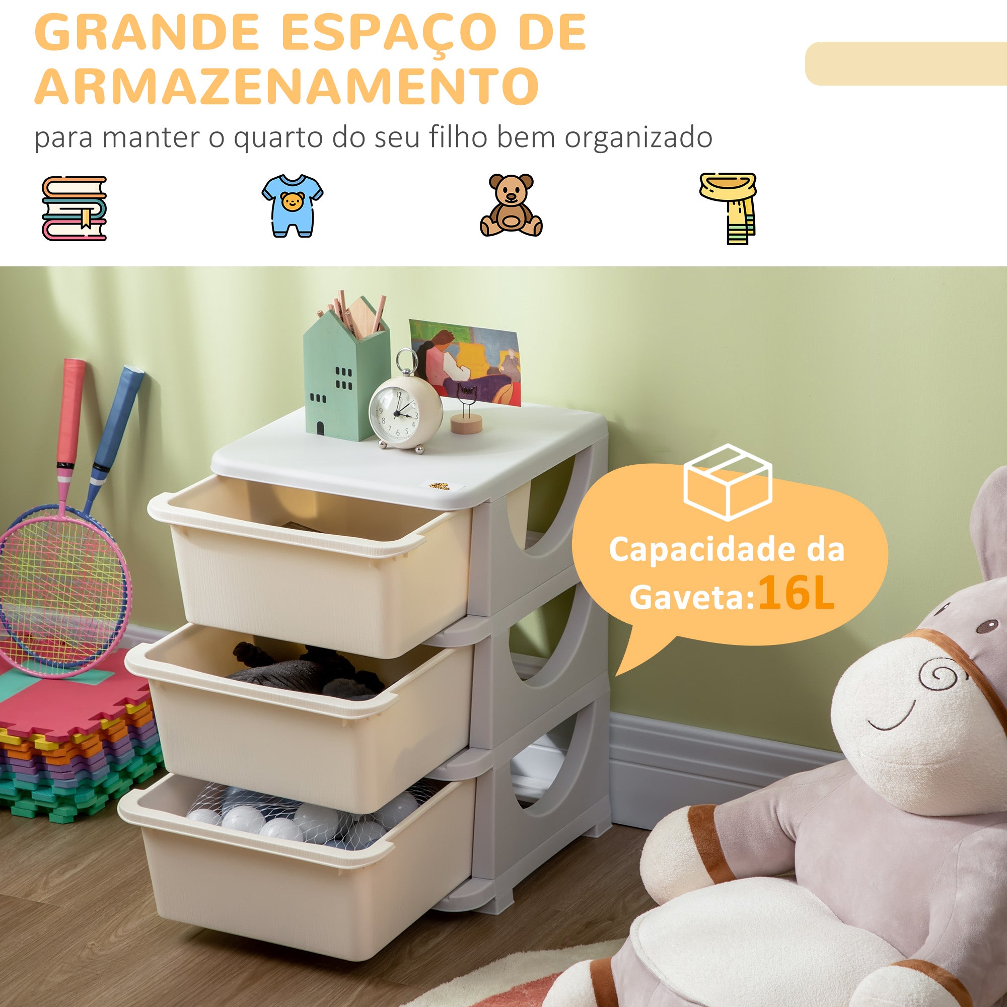 Organizador de Brinquedos para Crianças 37x37x56,5cm - Cor Rosa