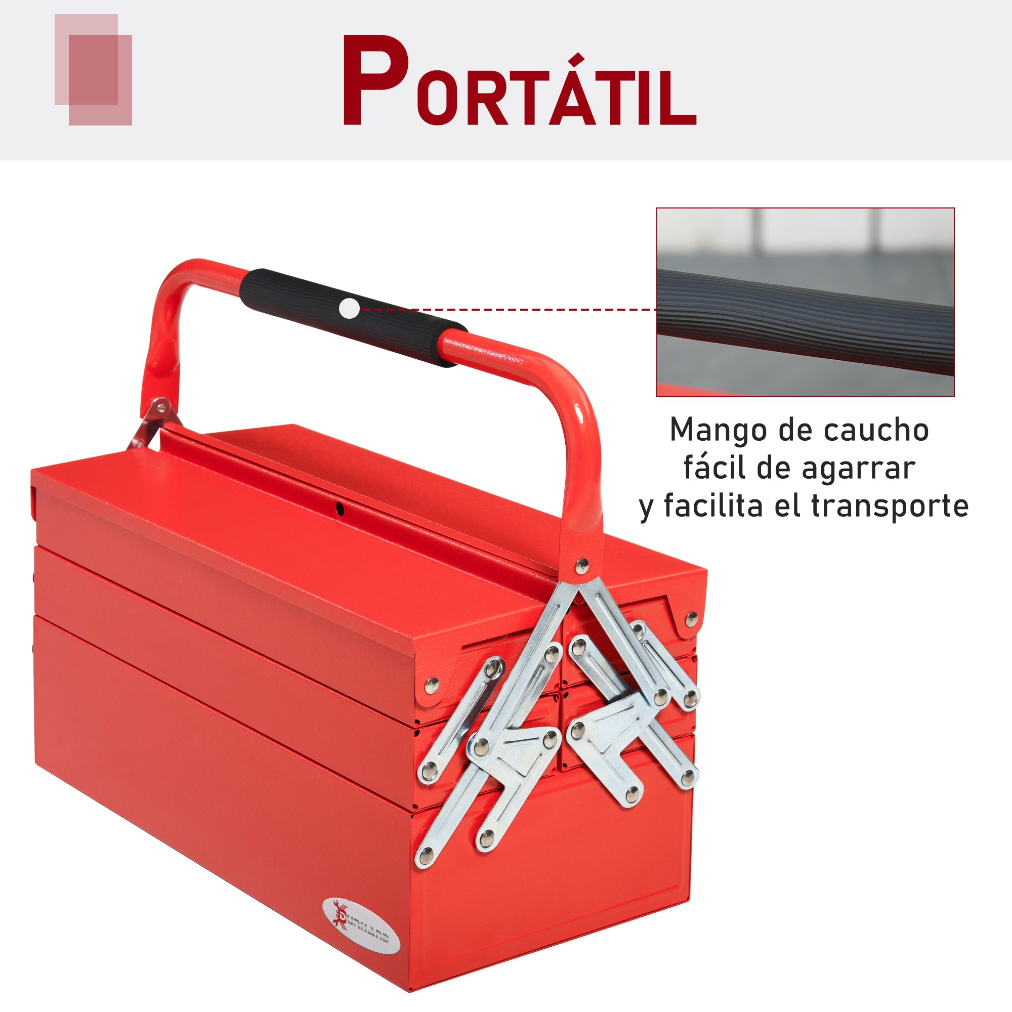 Caixa de Ferramentas Dobrável de Aço 45x22,5x34,5 cm - Vermelho