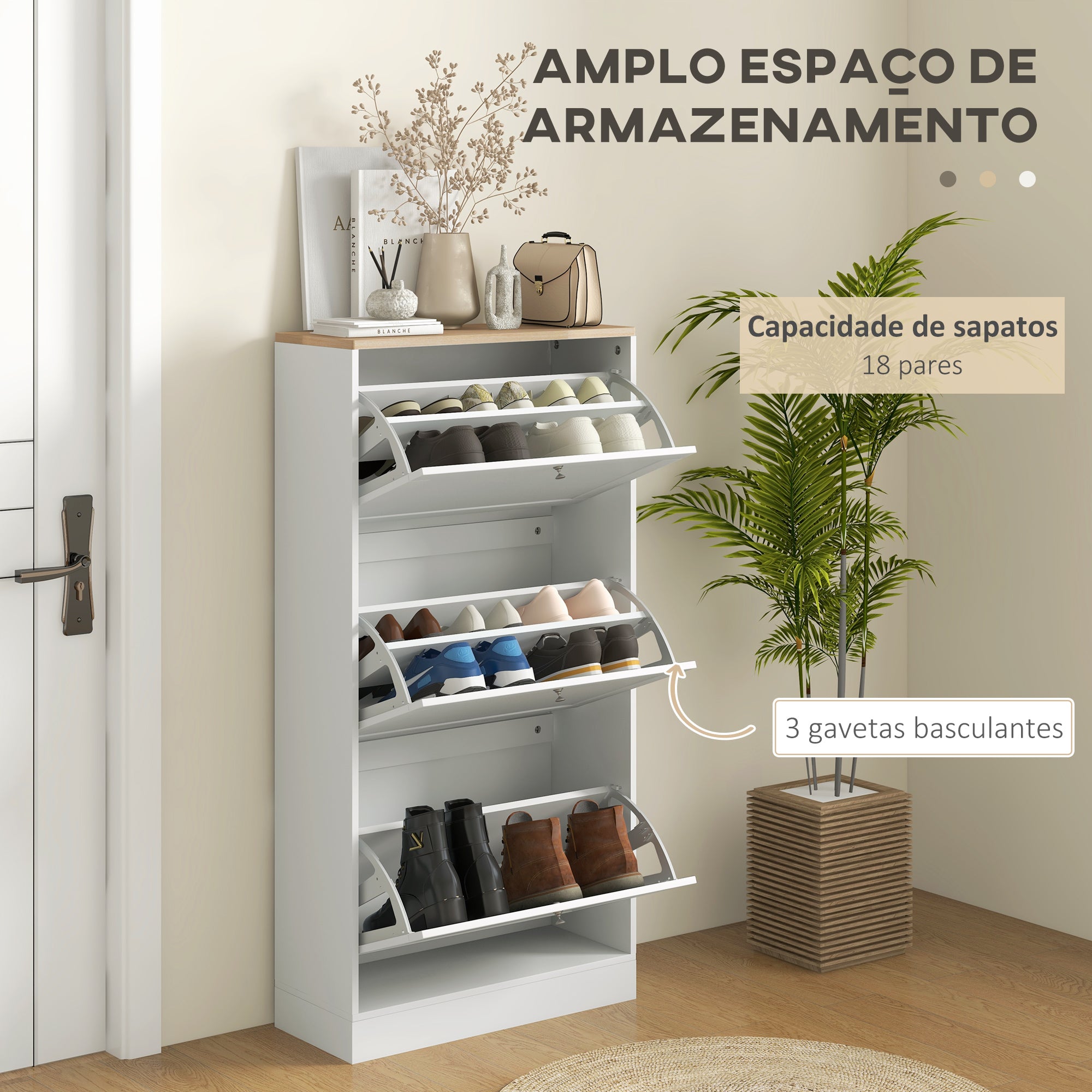 Sapateira Branco 60x23.5x115 cm - Organize seus Sapatos com Estilo e Funcionalidade