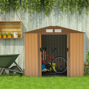 Abrigo de Jardim Cáqui 213x130x185cm - Armazenamento de Ferramentas