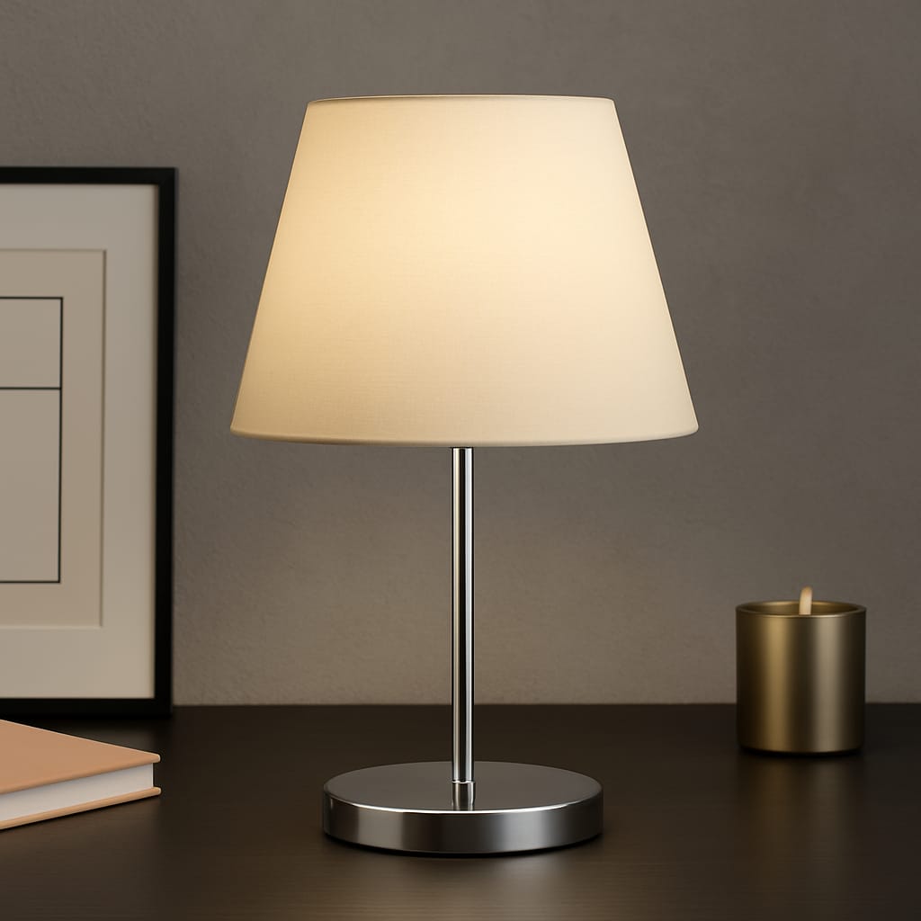 Candeeiro de Mesa – 37 cm – Creme – PVC e Metal