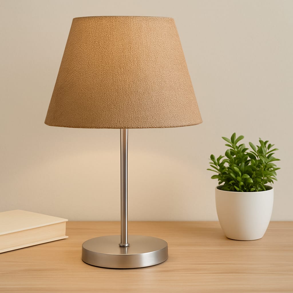 Candeeiro de Mesa – 37 cm – Creme – PVC e Metal