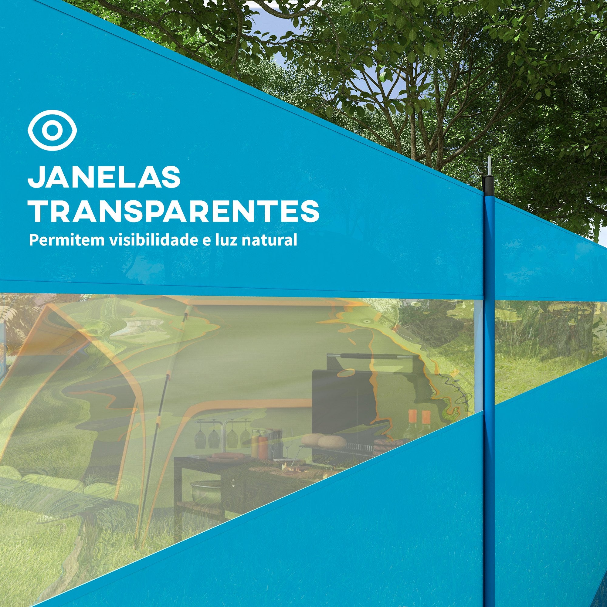 Corta Vento para Campismo Azul 725x140 cm