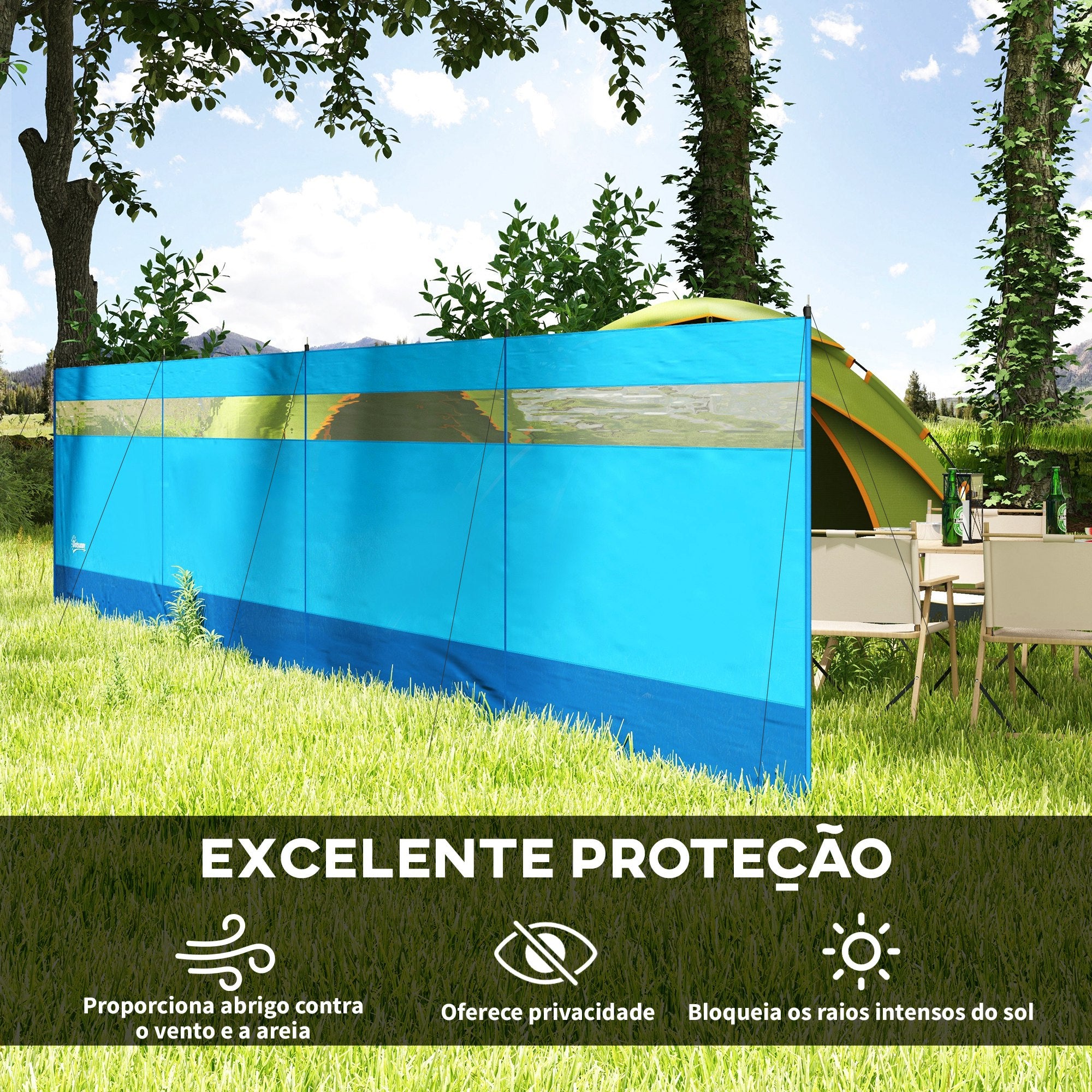 Corta Vento para Campismo Azul 725x140 cm