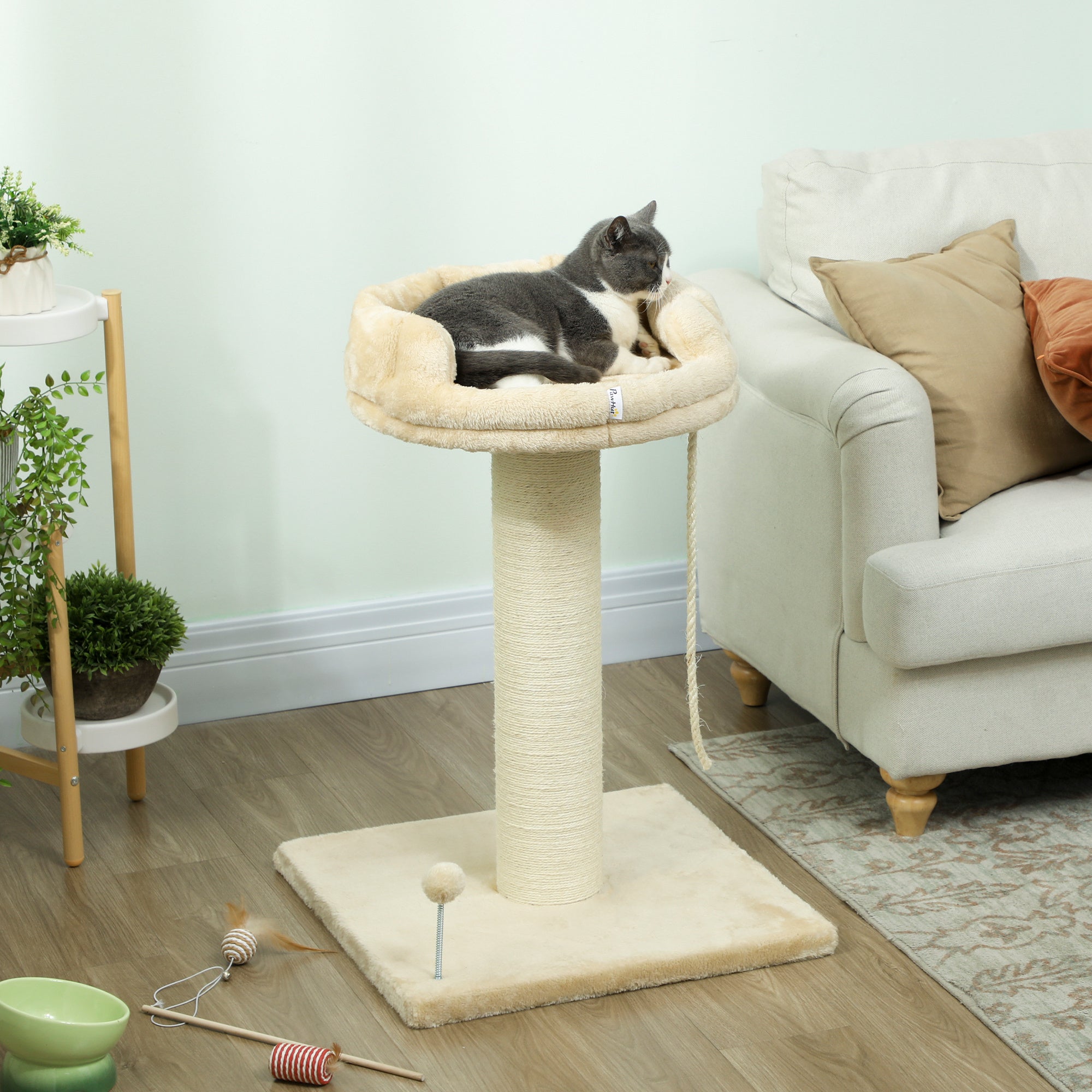 Arranhador para Gatos Mini de 2 Níveis 55x55x83 cm Bege