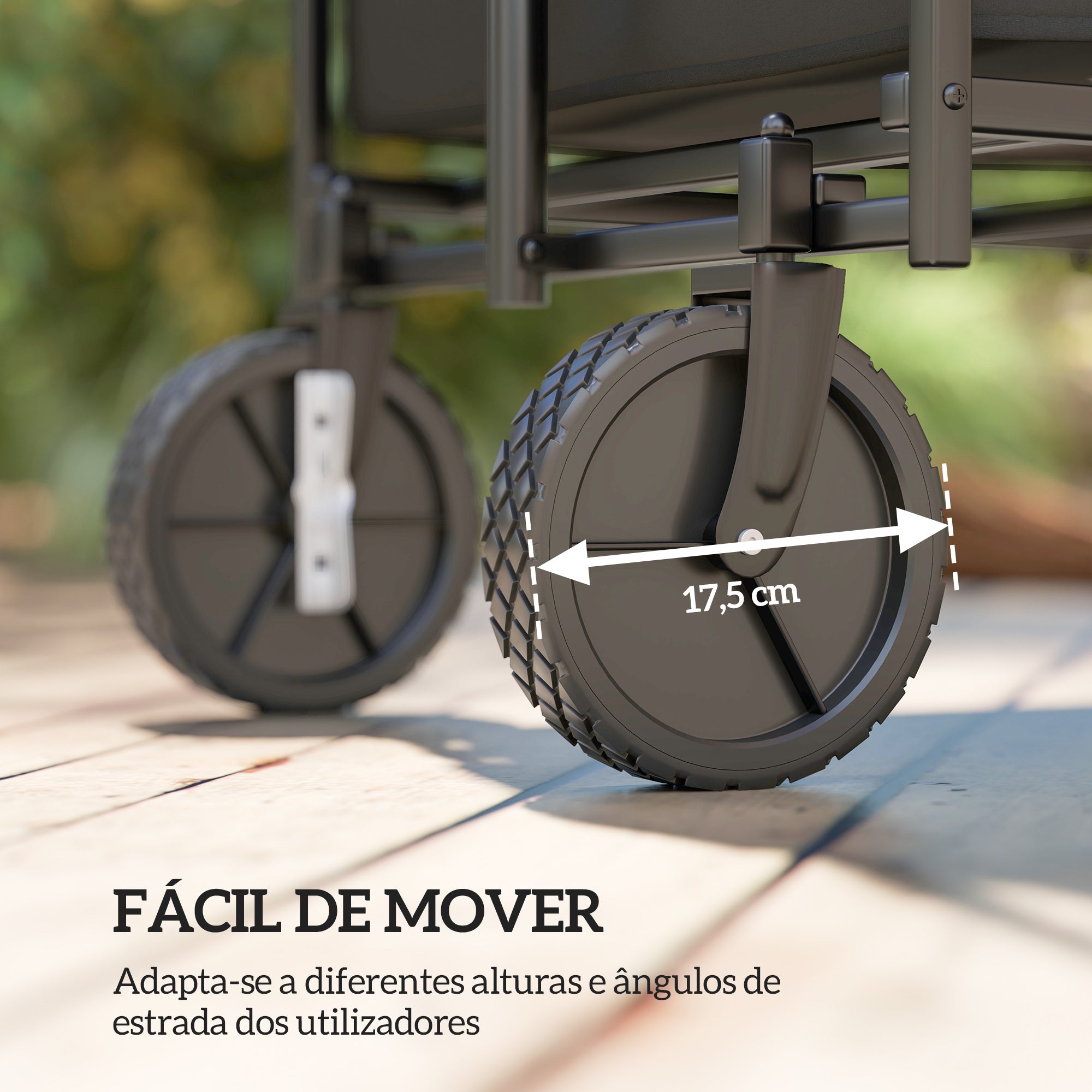 Carrinho de Transporte Dobrável com Rodas Grandes 95x55x102 cm Preto