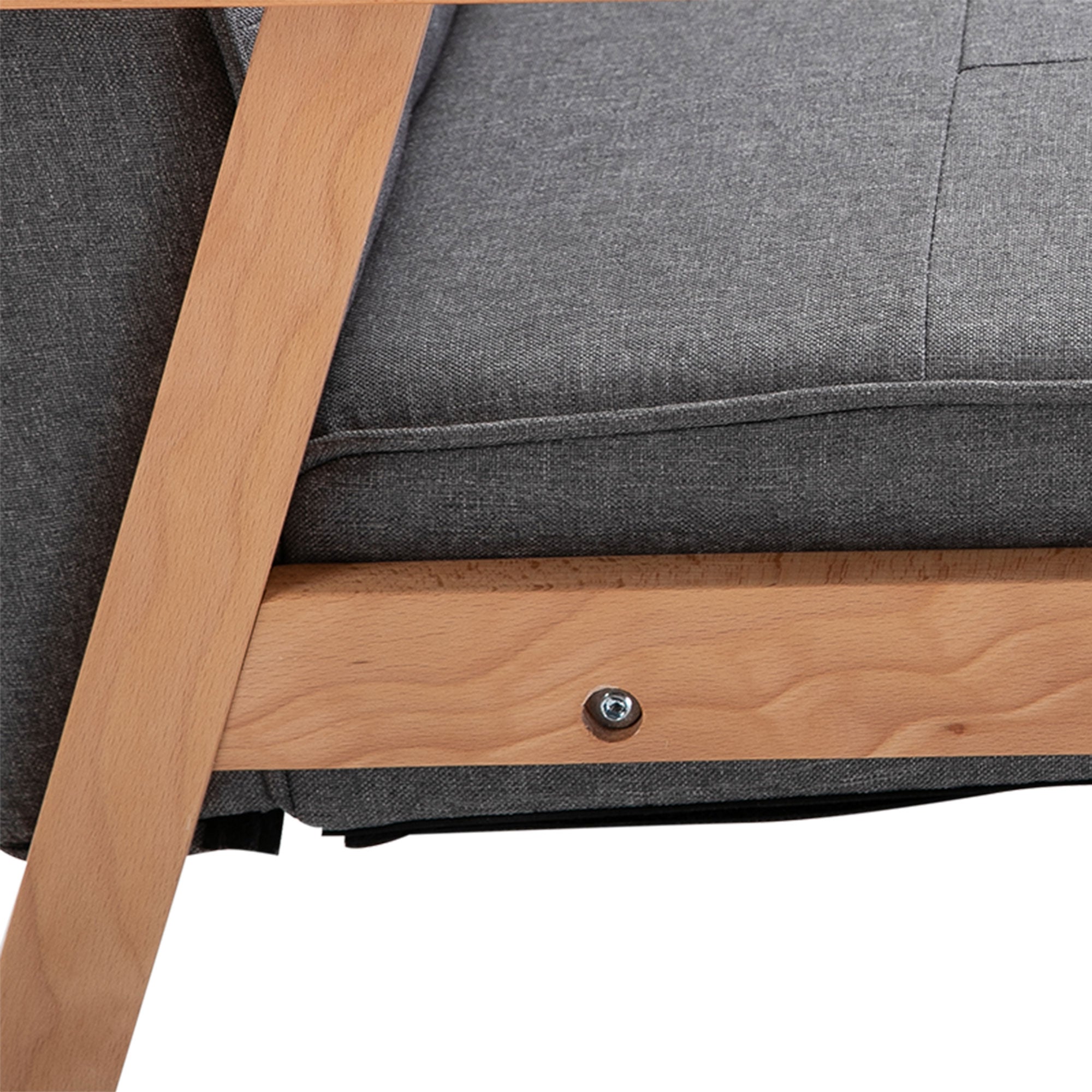 Poltrona Individual Estofada – 70x64,5x74cm – Cinza e Madeira
