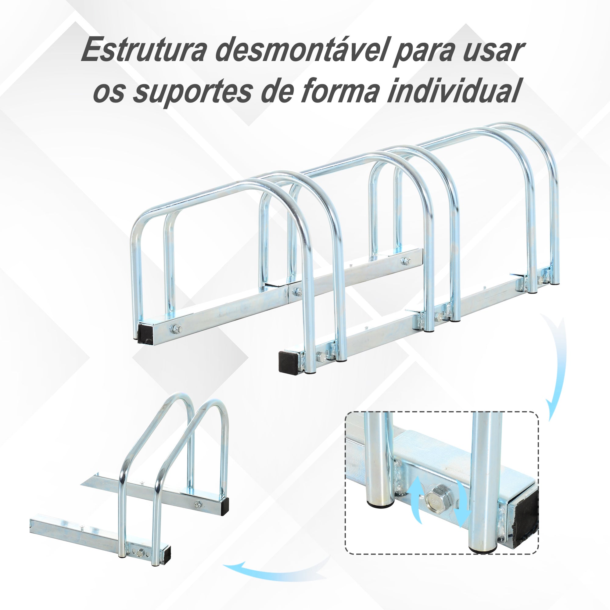 Suporte para Bicicletas – 76x33x27cm – Prateado – Aço Galvanizado