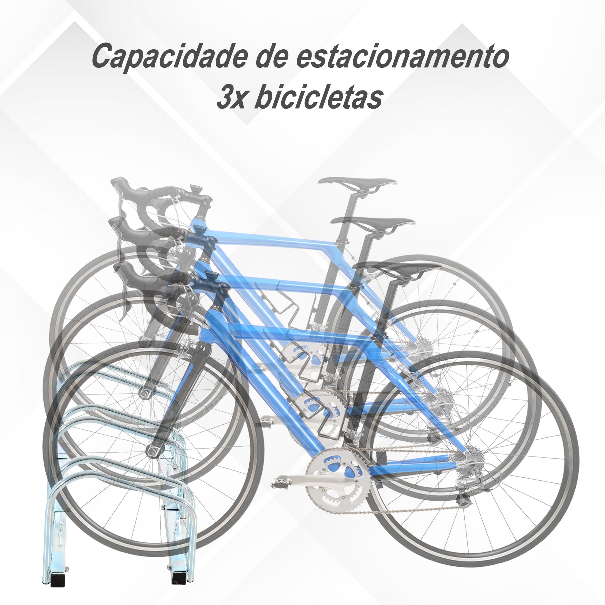Suporte para Bicicletas – 76x33x27cm – Prateado – Aço Galvanizado